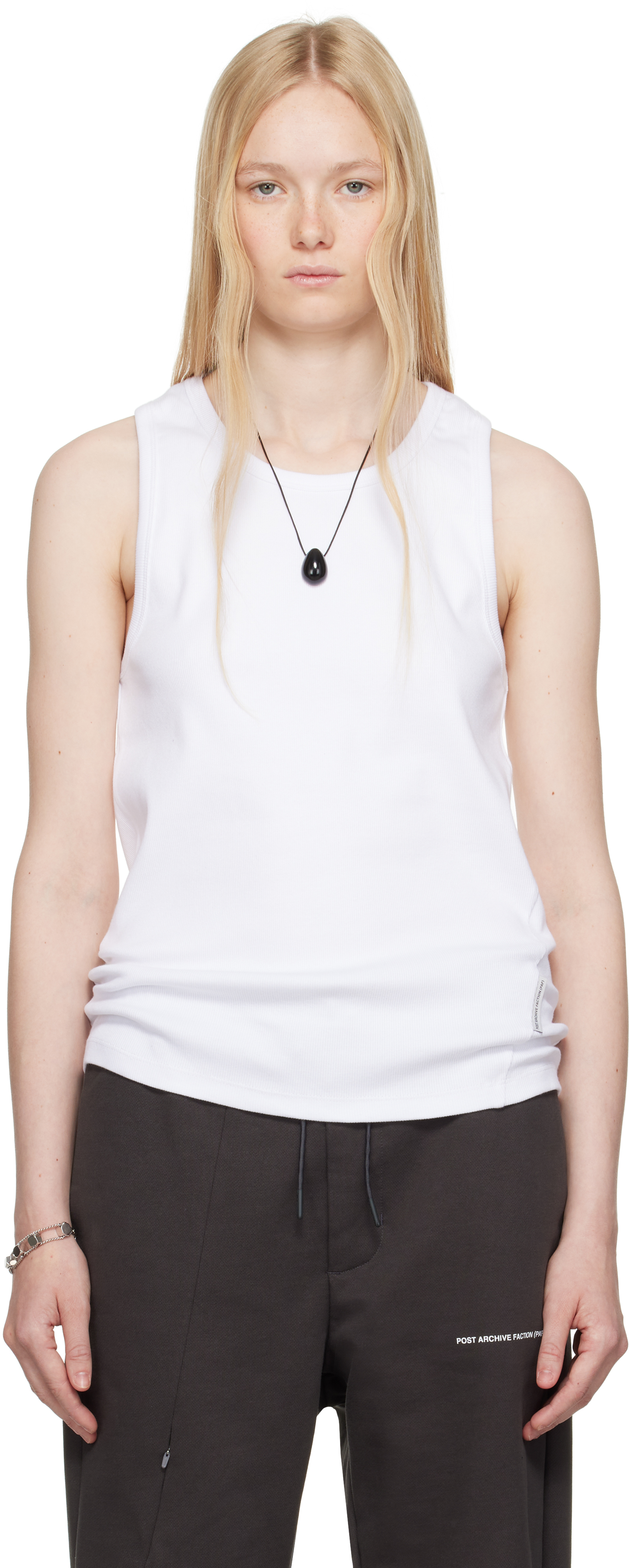POST ARCHIVE FACTION (PAF) White 8.0 Right Sleeveless Tank Top