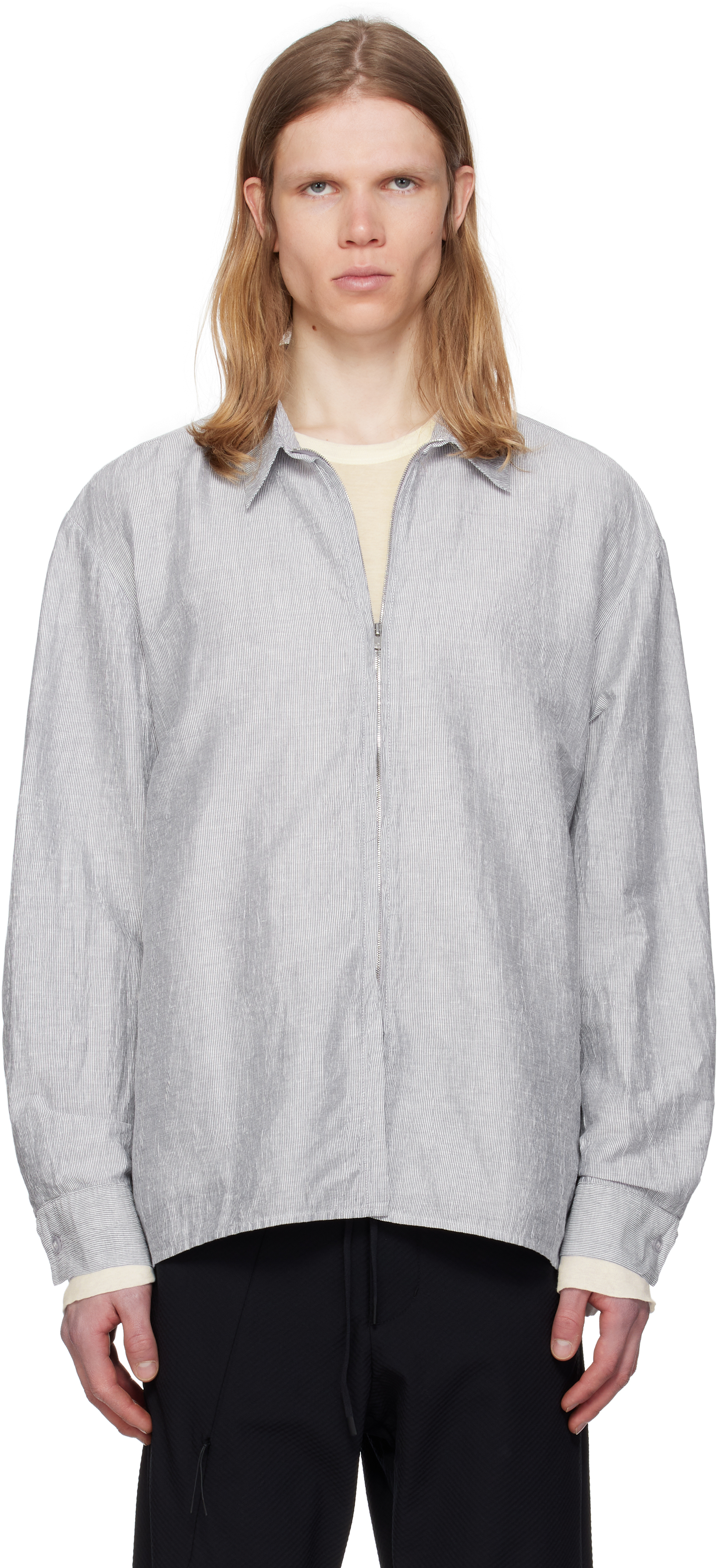 POST ARCHIVE FACTION (PAF) White & Navy 8.0 Right Shirt