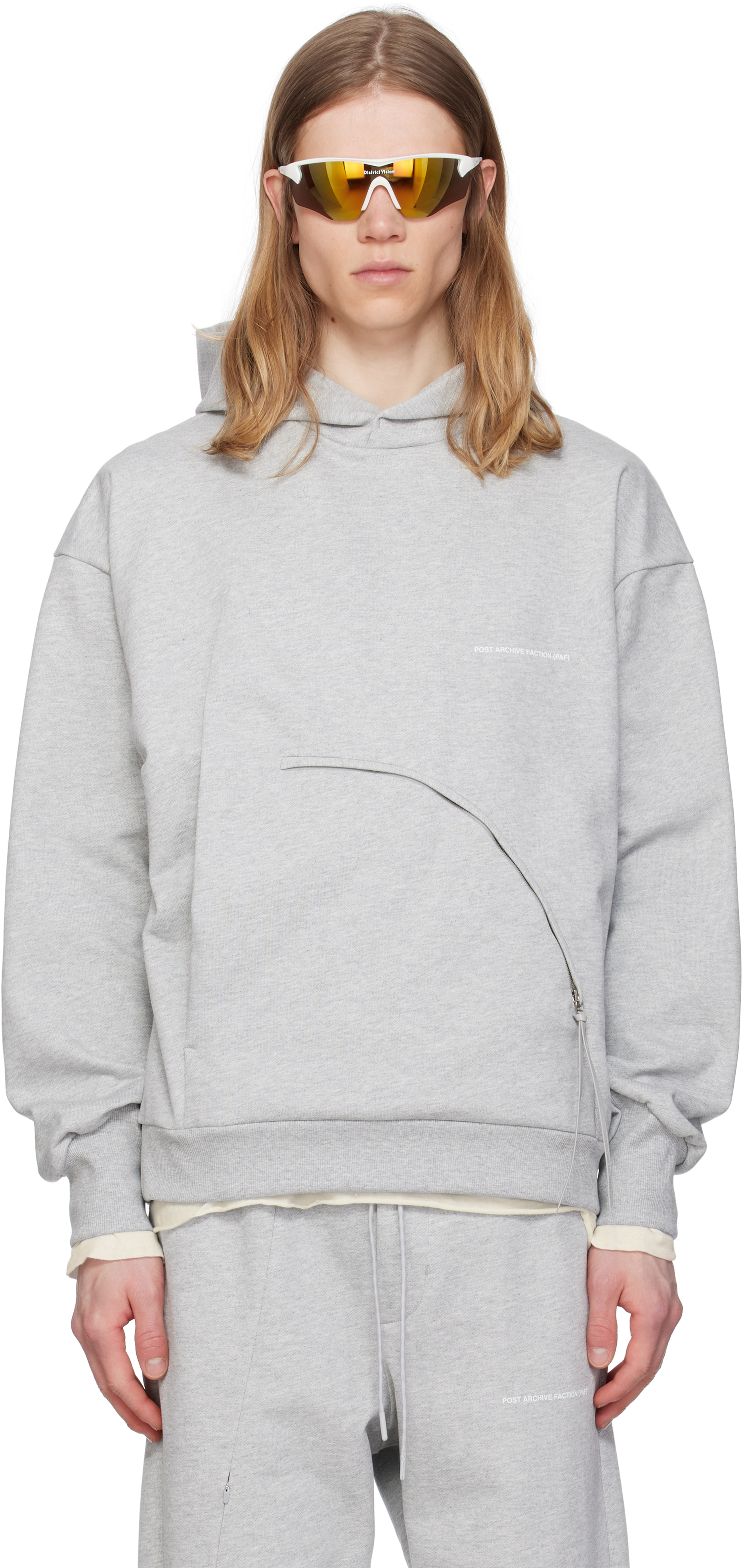 POST ARCHIVE FACTION (PAF) GRAY 8.0 CENTER HOODIE