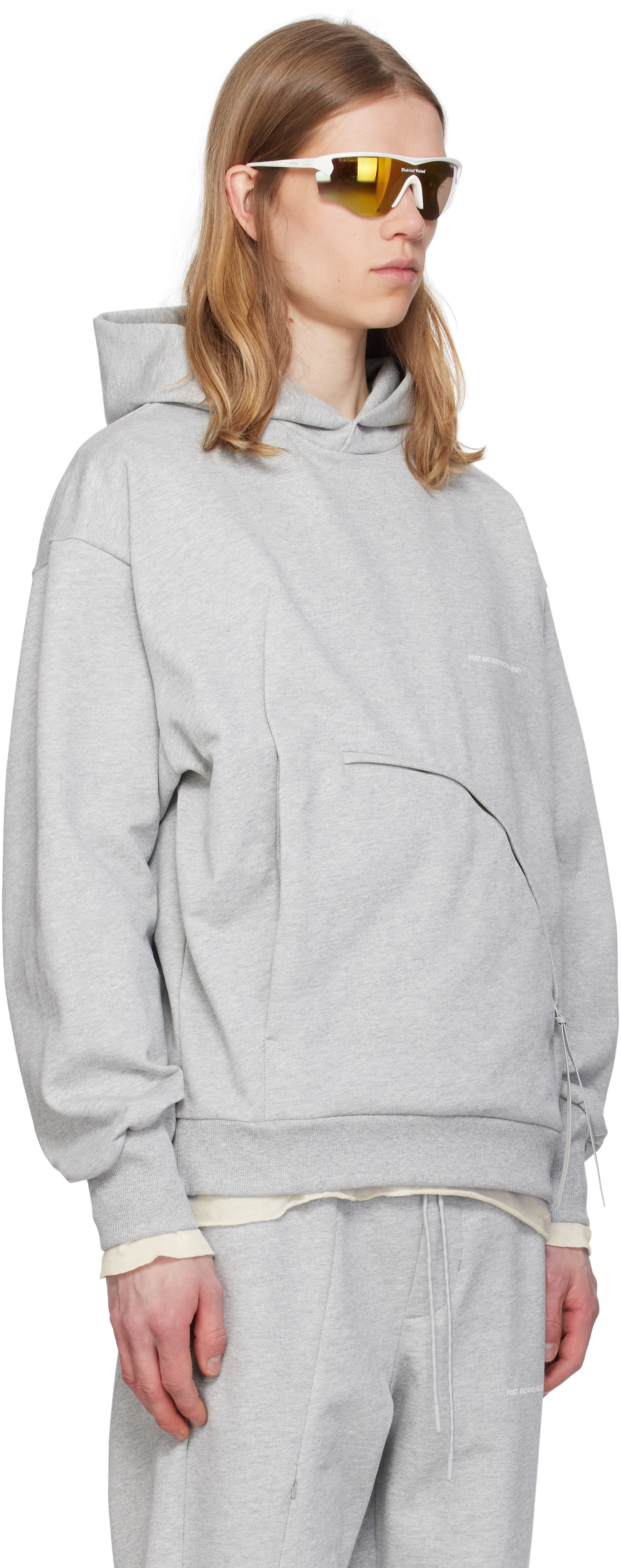 POST ARCHIVE FACTION (PAF) GRAY 8.0 CENTER HOODIE