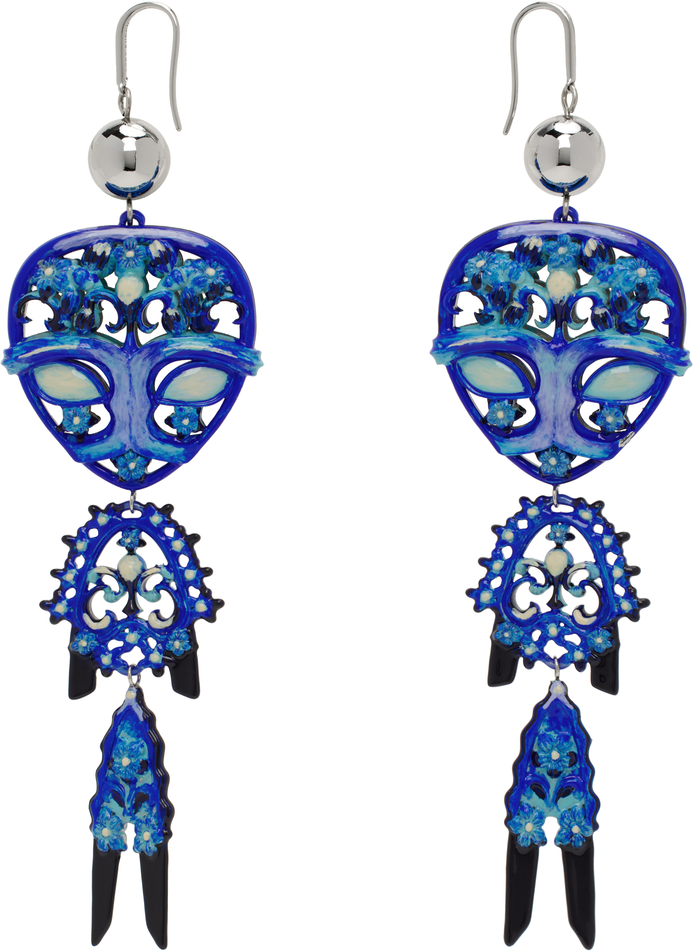 【関税込み】Tory Burch シルバー＆ブルー Alien ピアス Tory Burch: シルバー＆ブルー Alien ピアス | SSENSE 日本