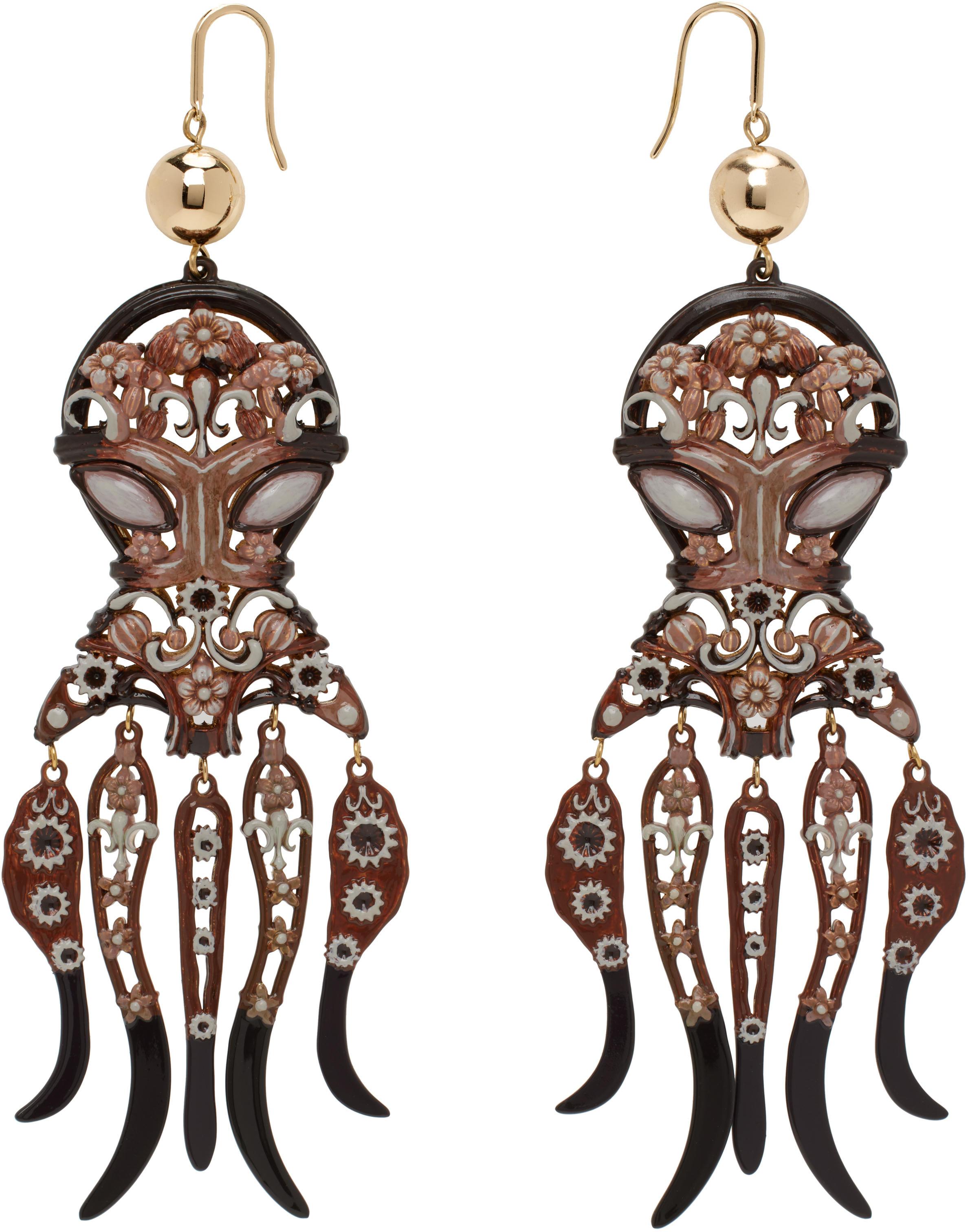 【関税込み】Tory Burch ゴールド＆ブラウン Octopus ピアス Tory Burch: ゴールド＆ブラウン Octopus ピアス | SSENSE 日本