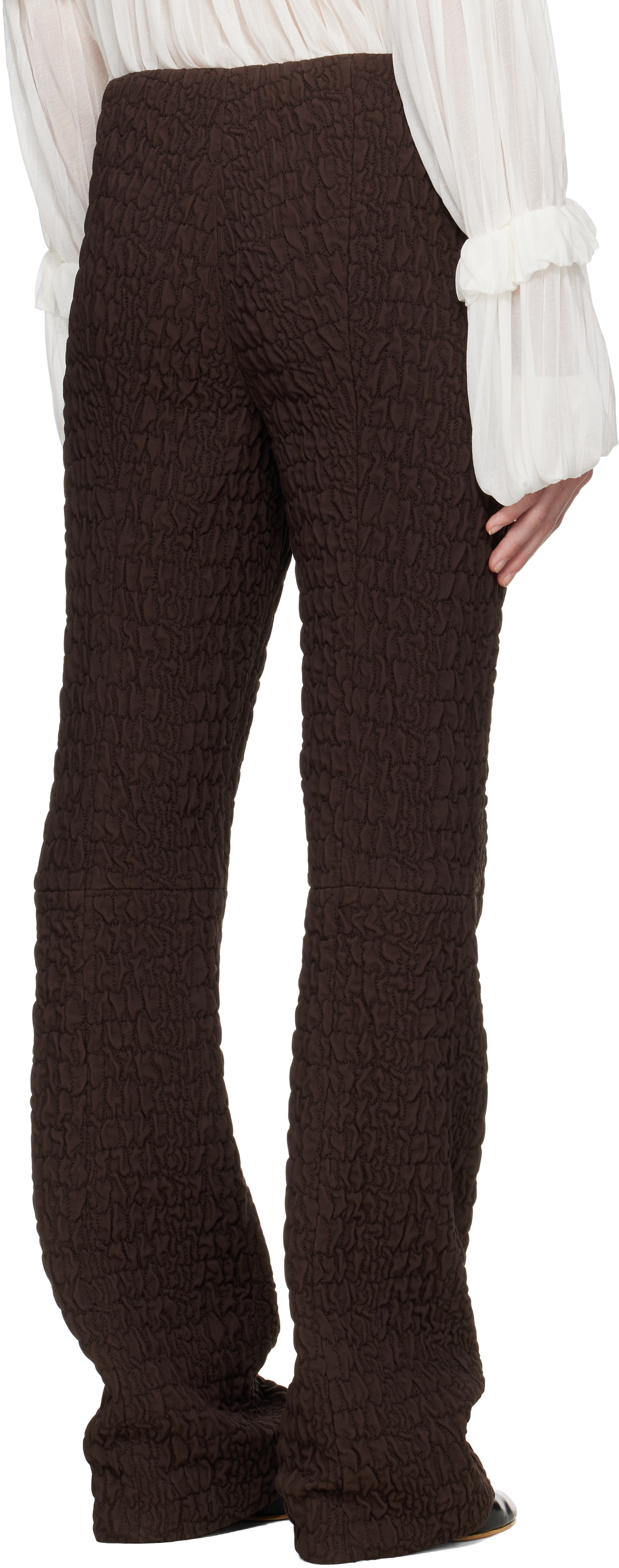 Tory Burch Brown Wool Silk Slim Trousers In Boba Brown