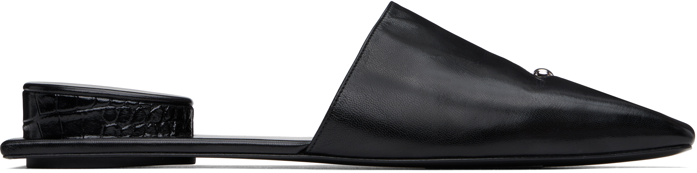 Tory Burch Black Pierced Mules In Perfect Black / Silv