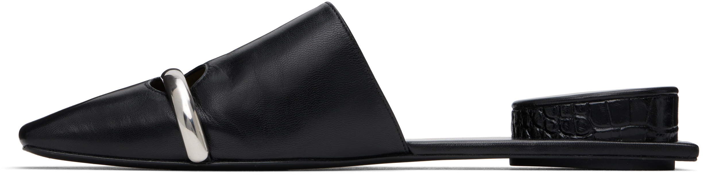 Tory Burch Black Pierced Mules In Perfect Black / Silv