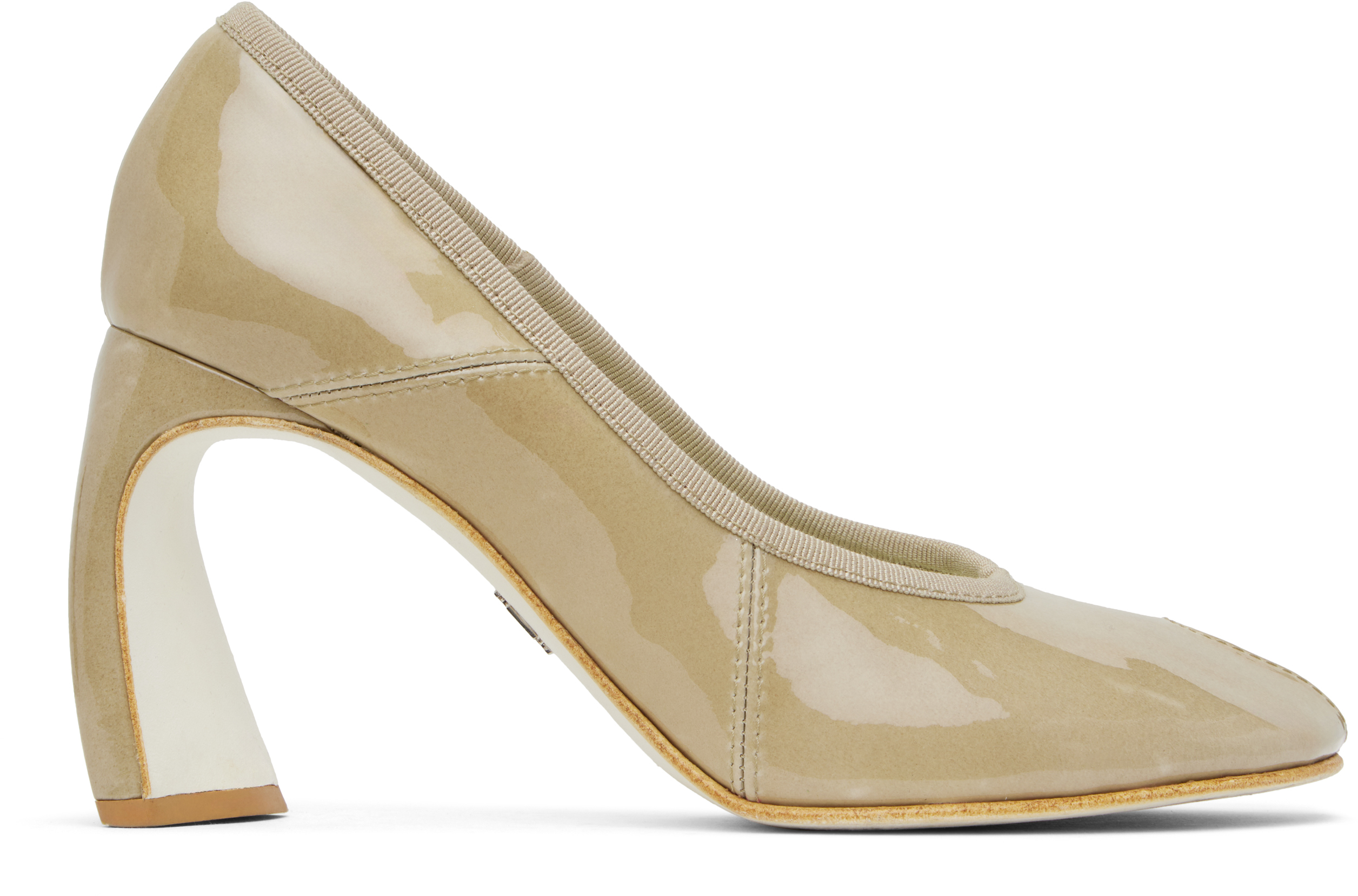 Beige Peep Toe 90mm Heels