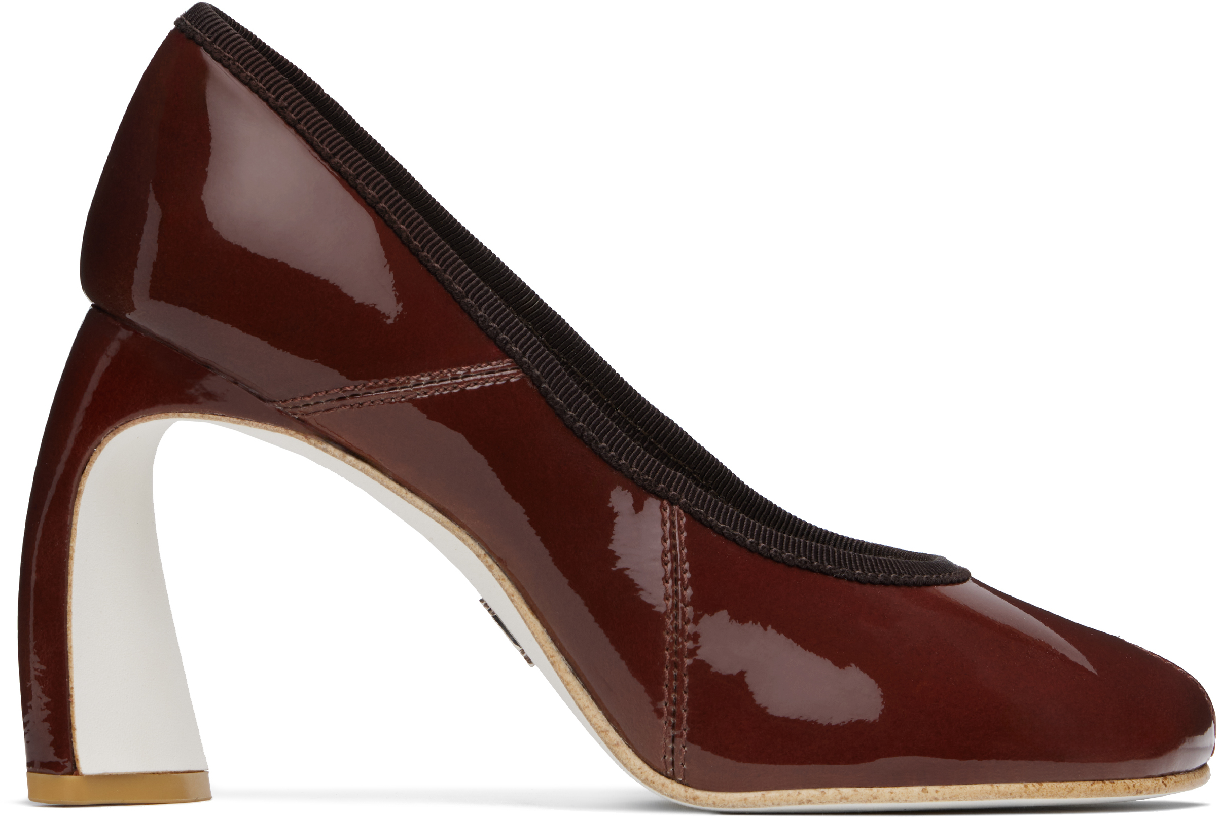 Shop Tory Burch Brown Peep Toe Heels In Russet Brown
