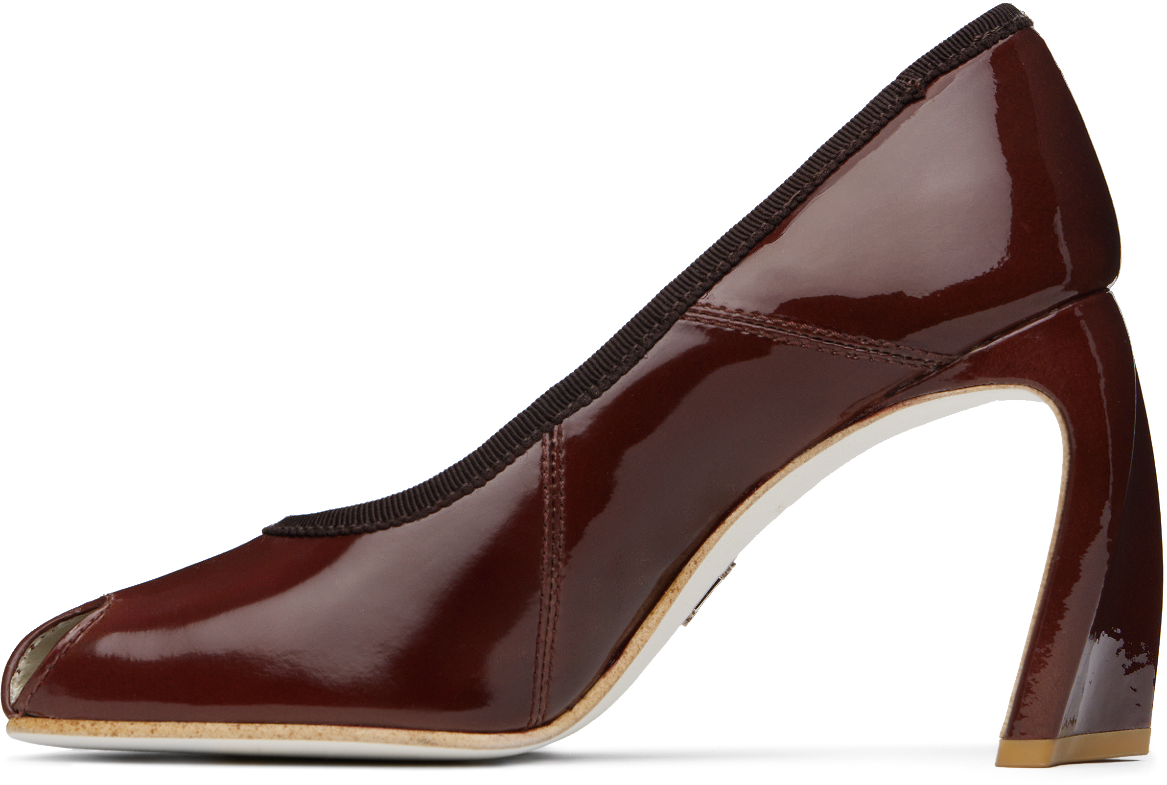 Shop Tory Burch Brown Peep Toe Heels In Russet Brown