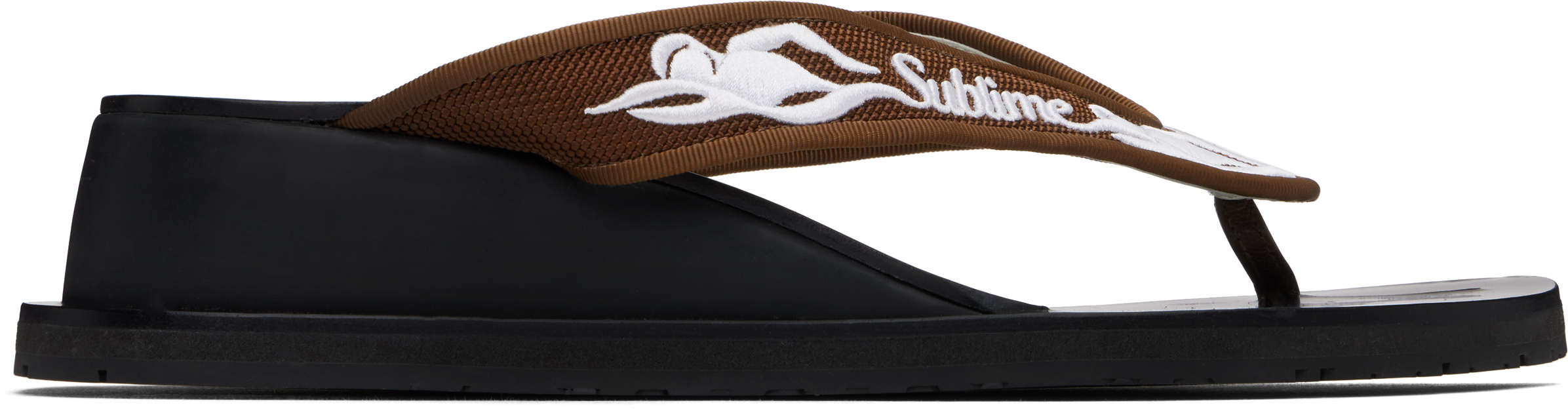 TORY BURCH BROWN SUBLIME WEDGE FLIP-FLOPS