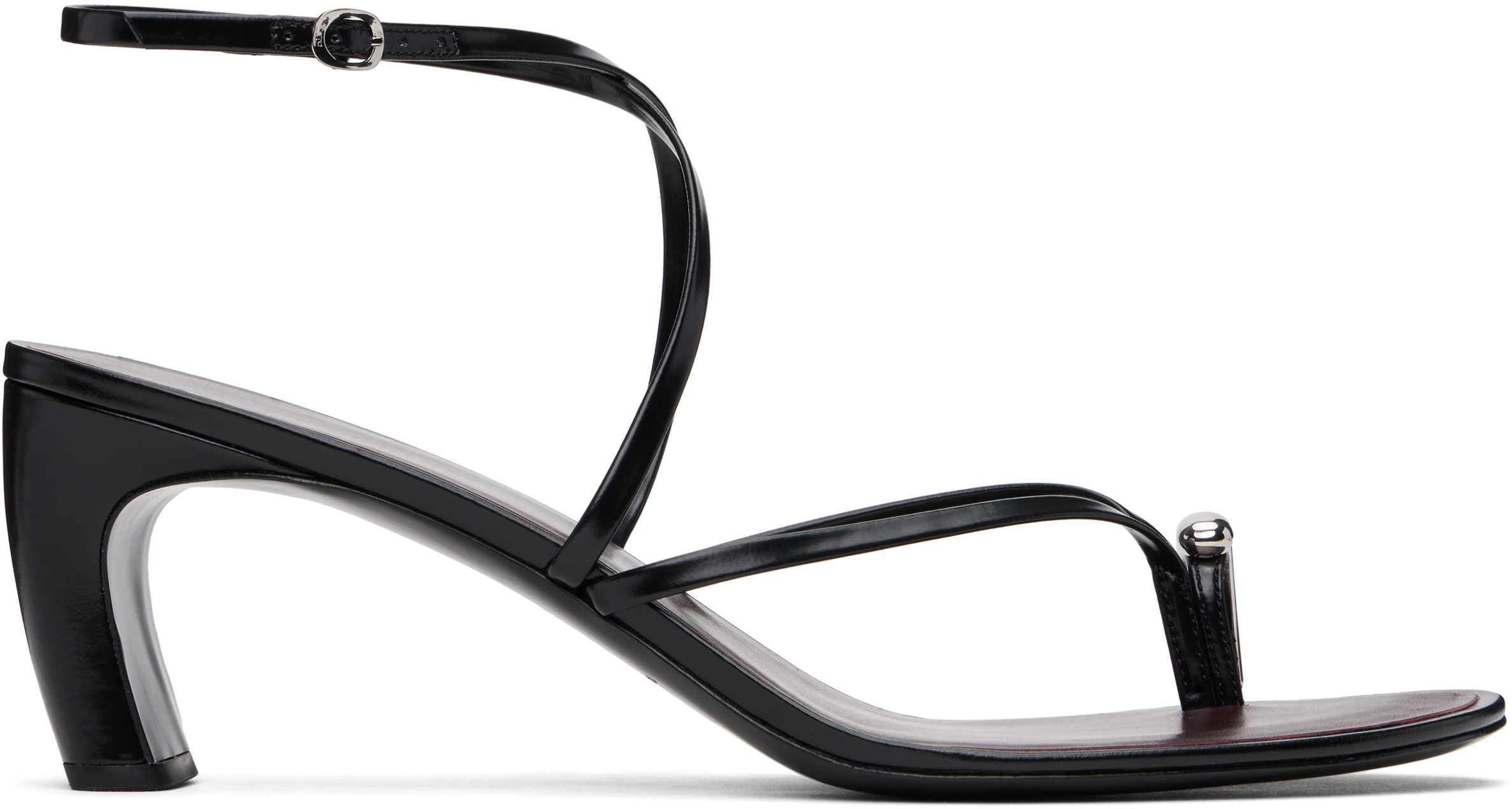 Tory Burch Pierced Strappy Heel Sandal In Perfect Black / Silv