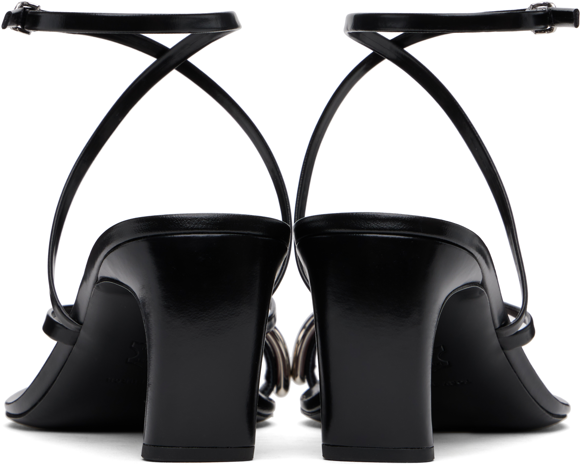 Tory Burch Pierced Strappy Heel Sandal In Perfect Black / Silv
