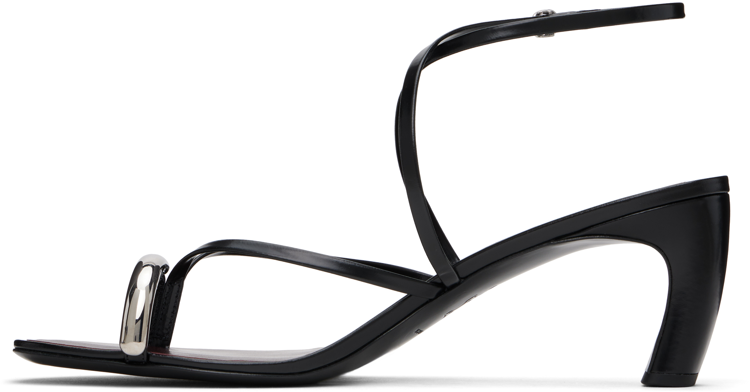 Tory Burch Pierced Strappy Heel Sandal In Perfect Black / Silv