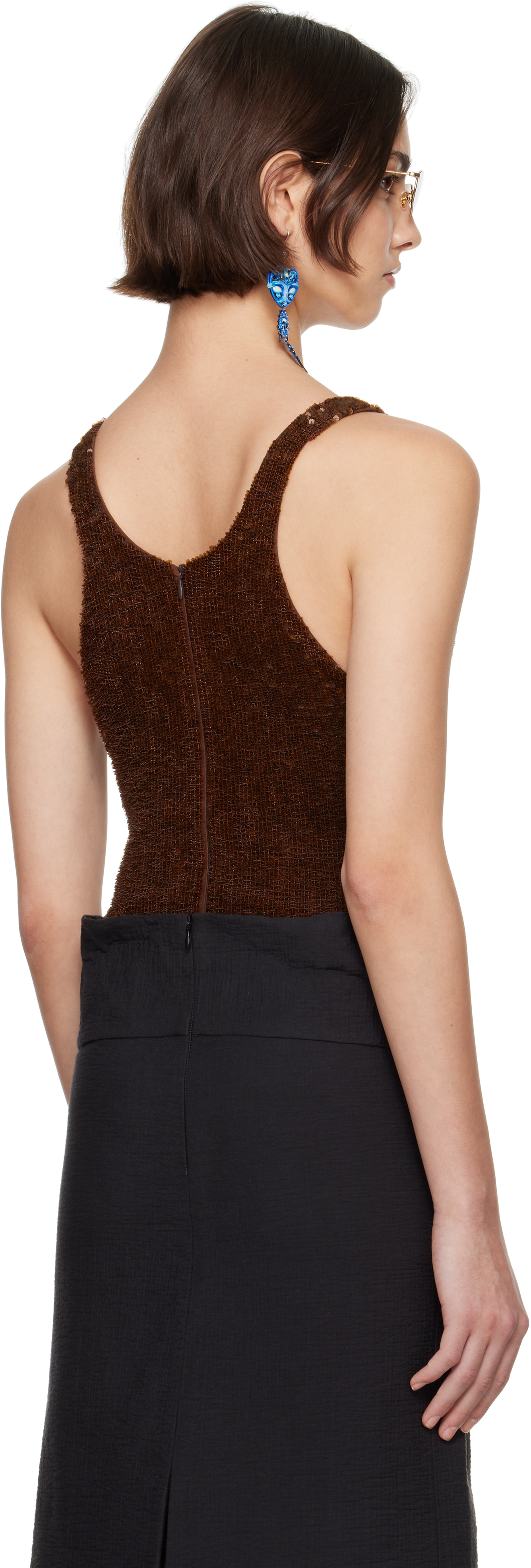 Tory Burch Ssense Exclusive Brown Embellished Bodysuit In Spiced Mocha