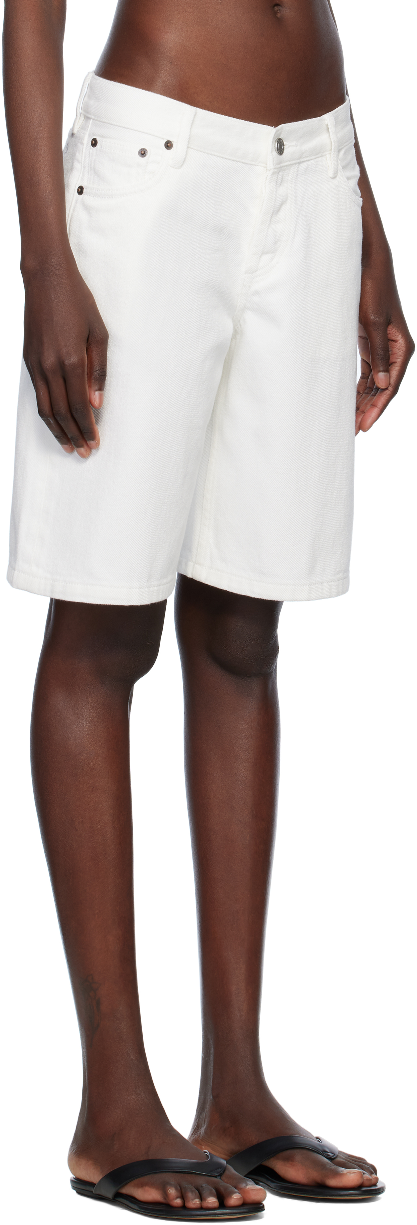 Still Here White Stoop Denim Shorts