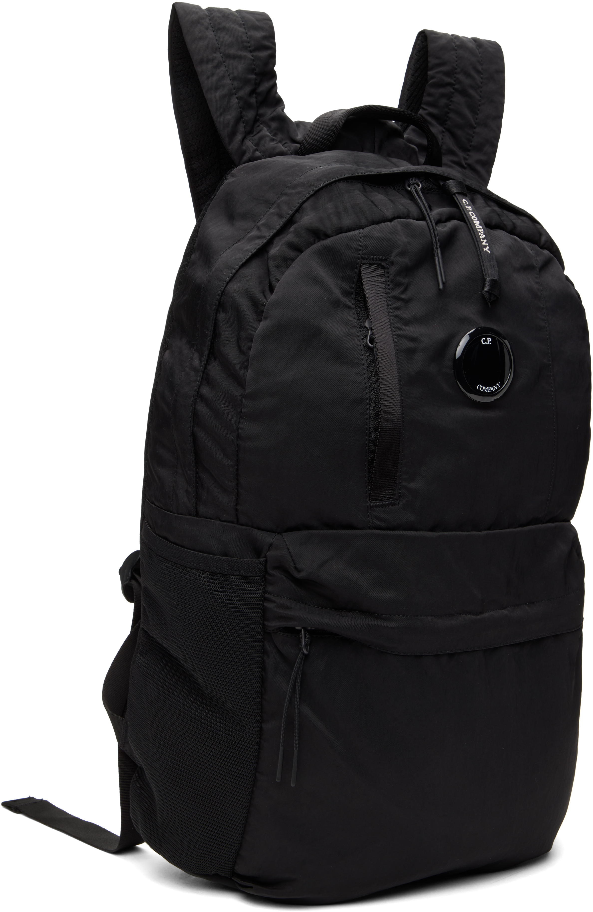 Shop C.p. Company Black Nylon B Lens Backpack In 999 Black