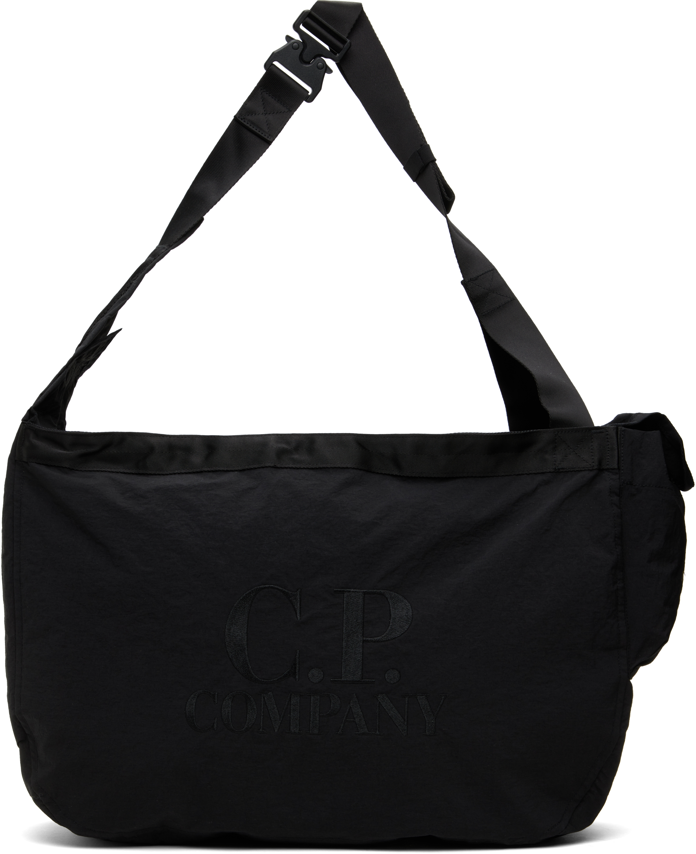 C.p. Company Black Plain Paper Touch Zipped Bag In 999 Black