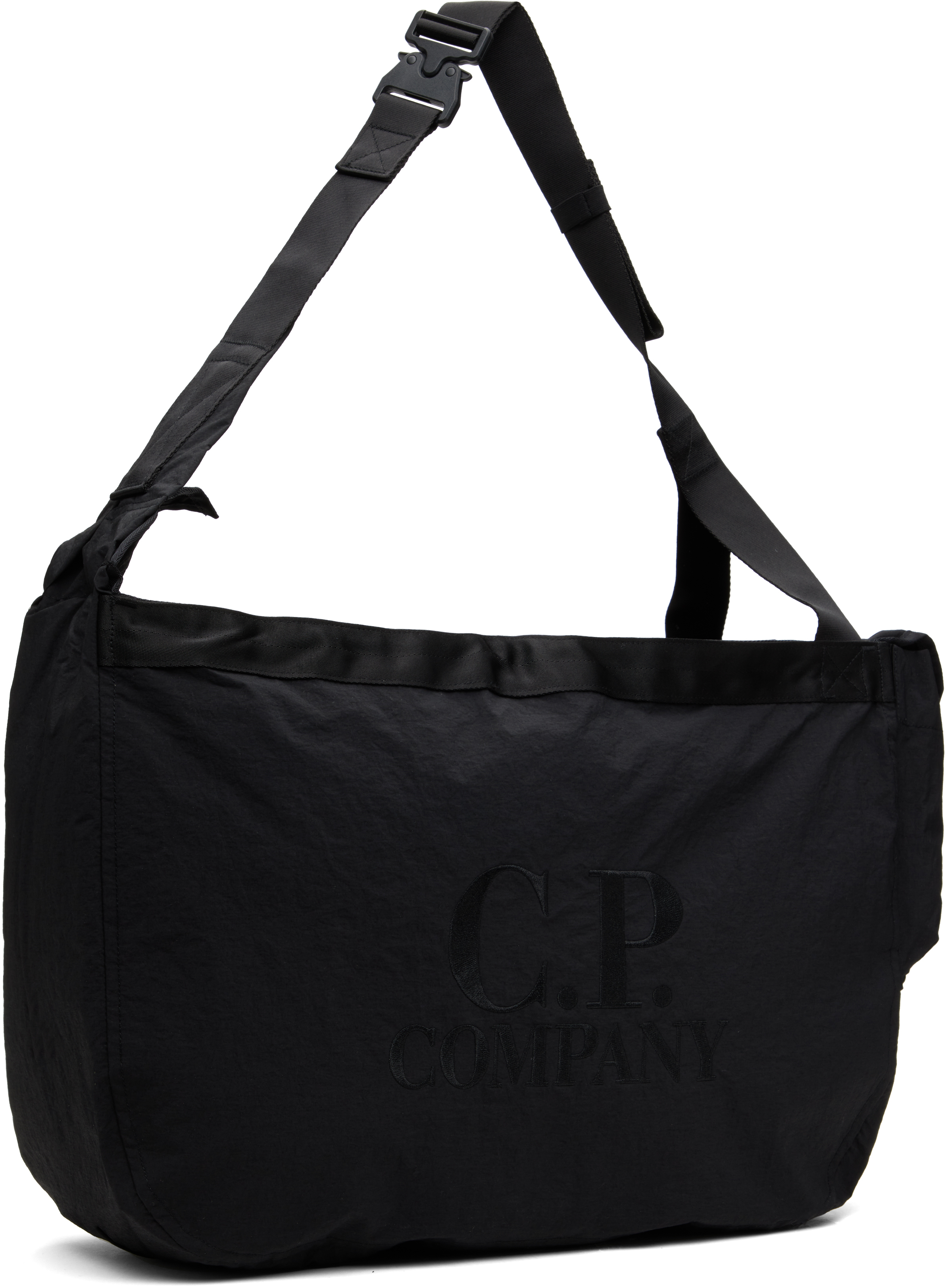 C.p. Company Black Plain Paper Touch Zipped Bag In 999 Black