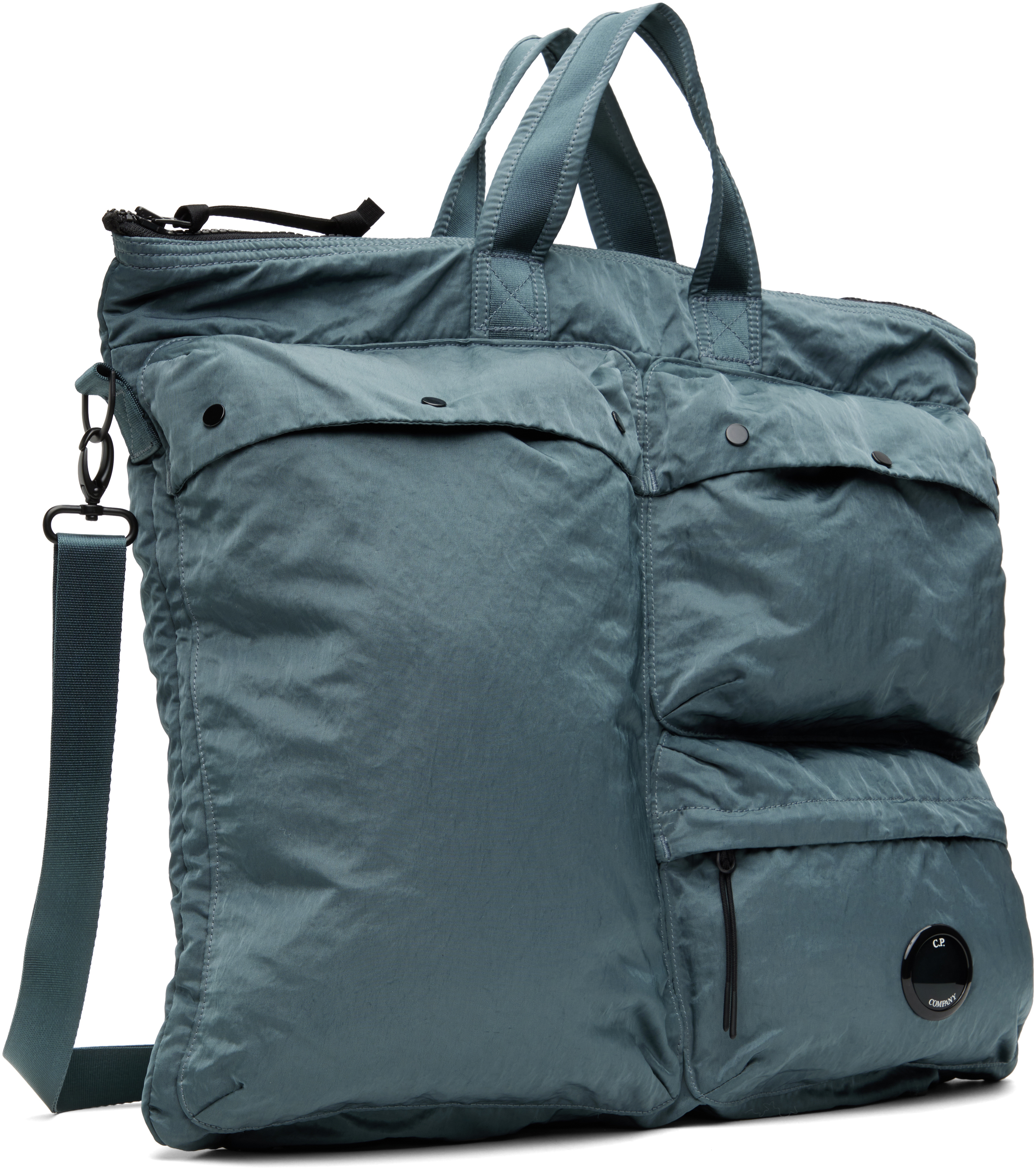 C.p. Company Blue Nylon B Lens Tote In 872 Stormy Weather