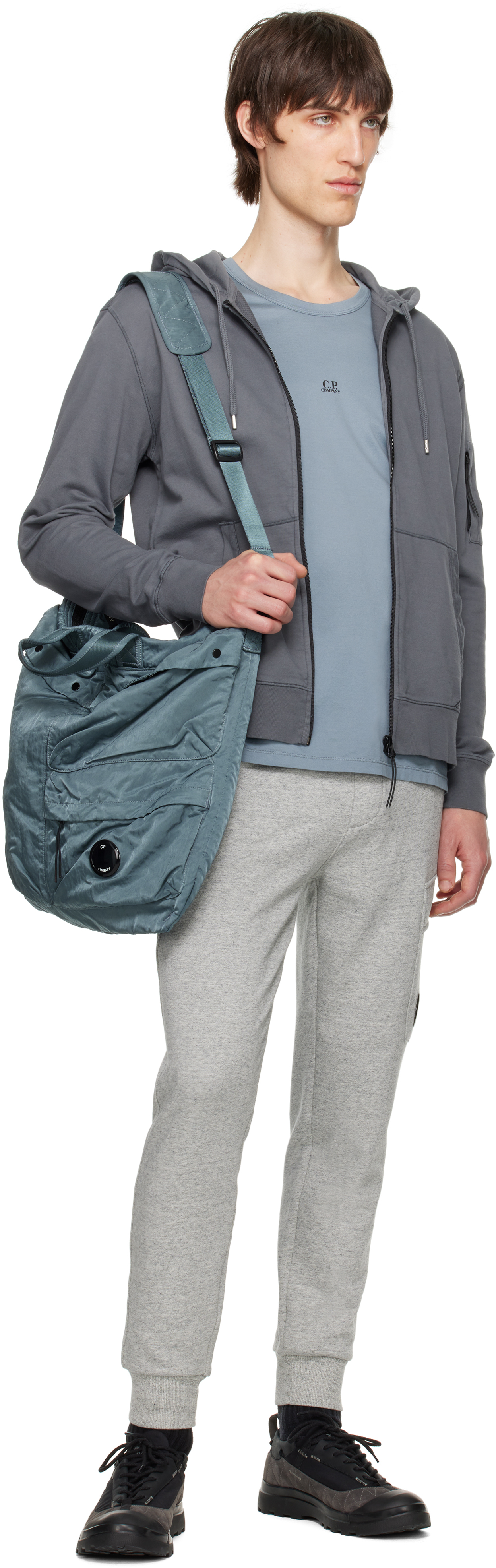 C.p. Company Blue Nylon B Lens Tote In 872 Stormy Weather