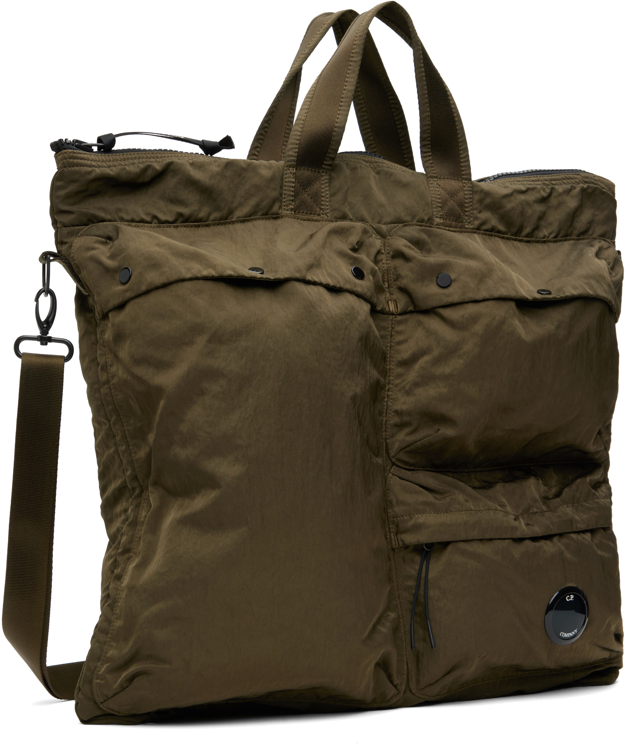 C.p. Company Green Nylon B Lens Tote In 683 Ivy Green