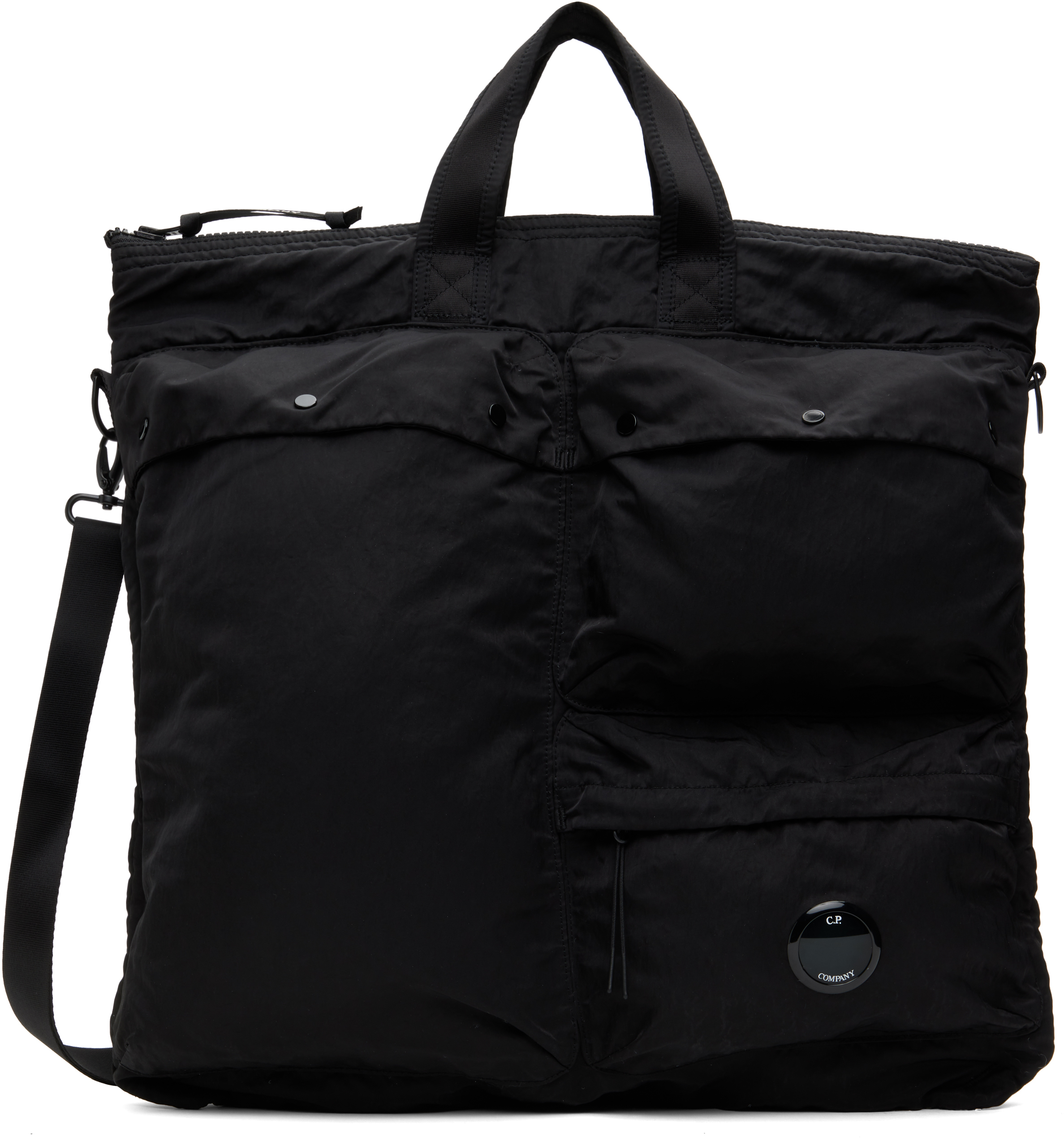 Shop C.p. Company Black Nylon B Lens Tote In 999 Black