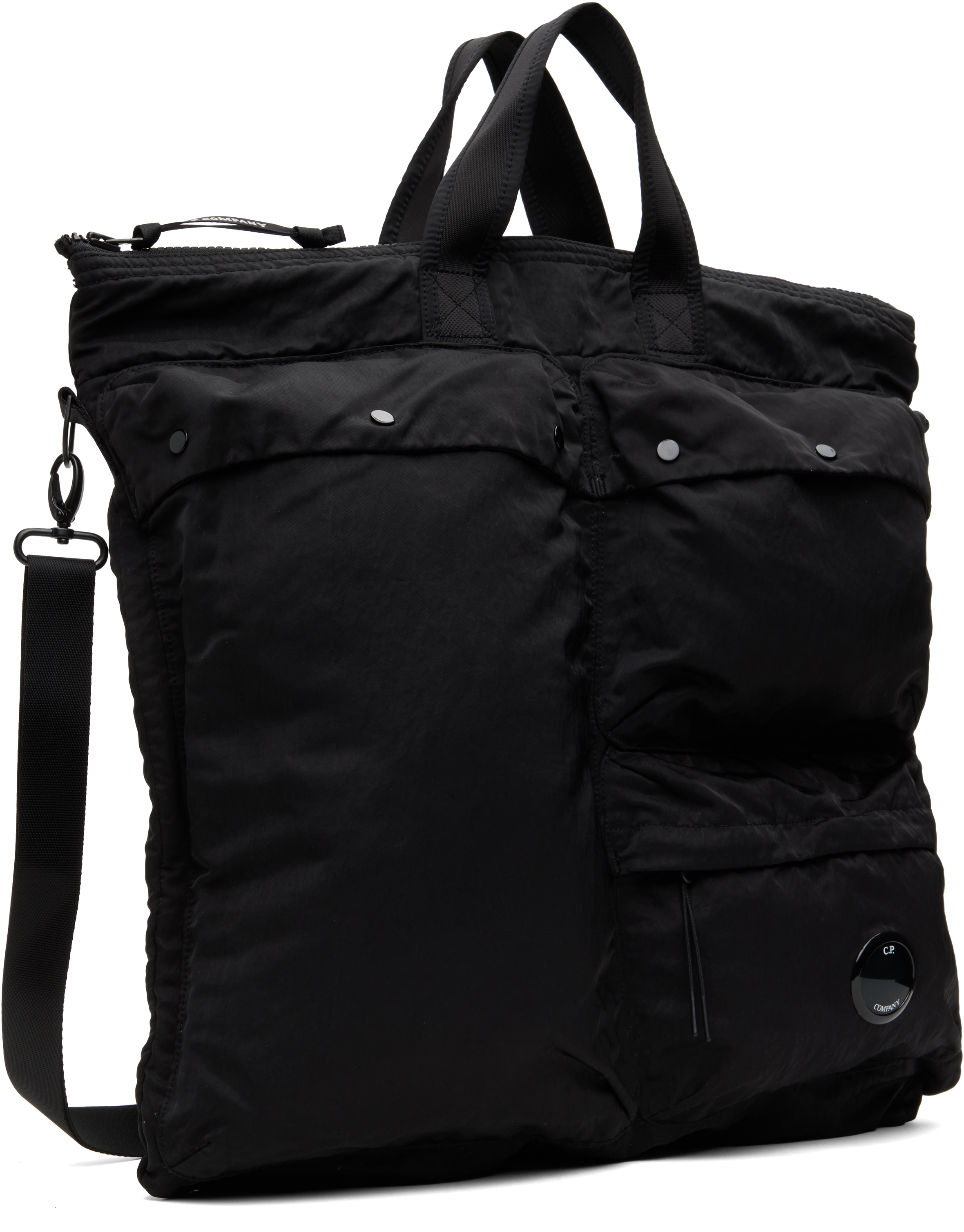 Shop C.p. Company Black Nylon B Lens Tote In 999 Black