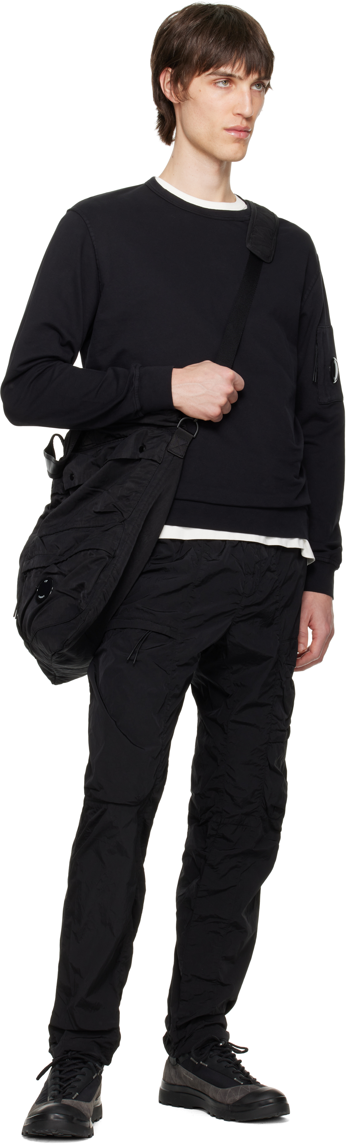 Shop C.p. Company Black Nylon B Lens Tote In 999 Black