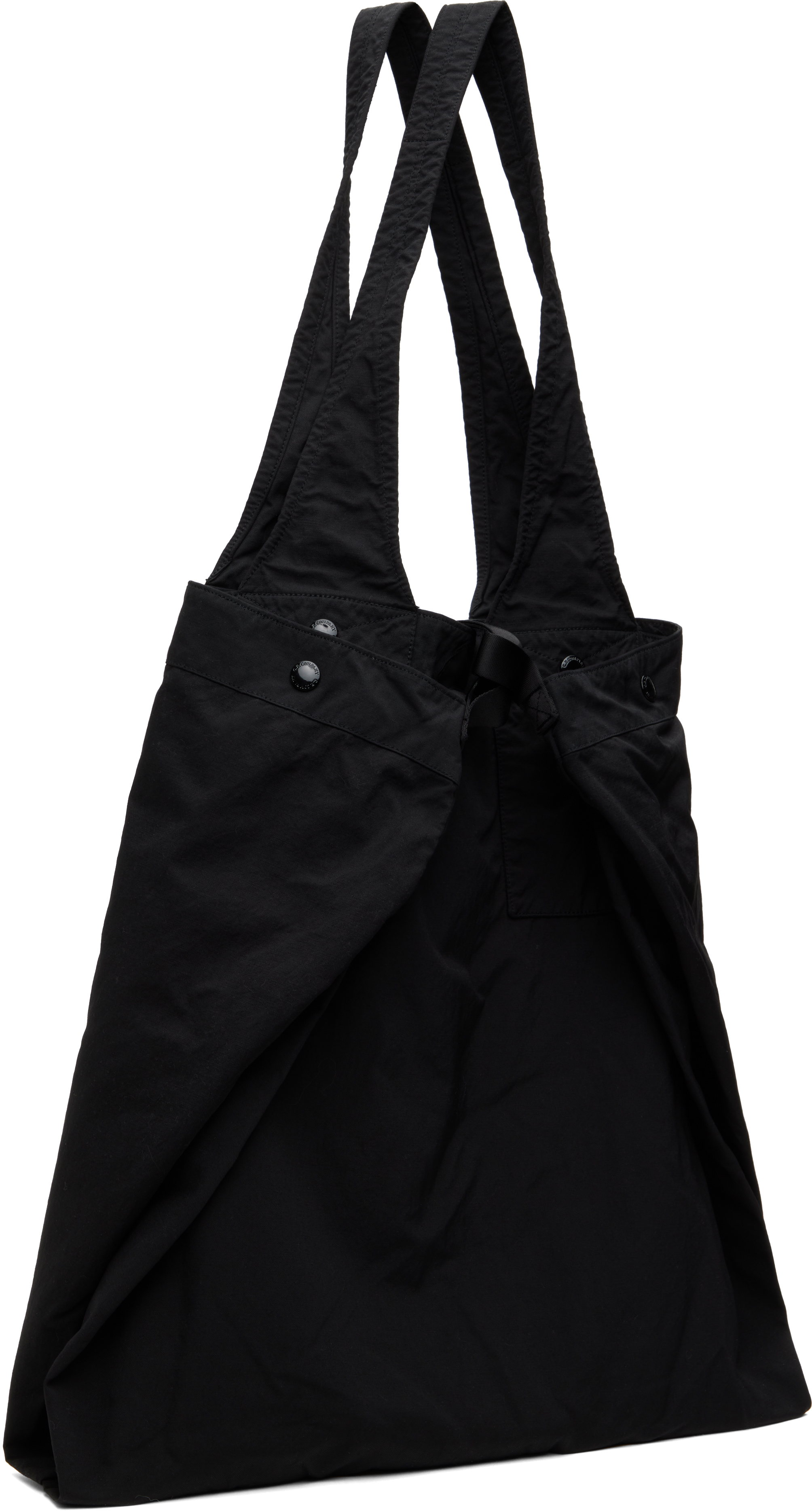 Shop C.p. Company Black Twill Left Hand Logo Tote In 999 Black