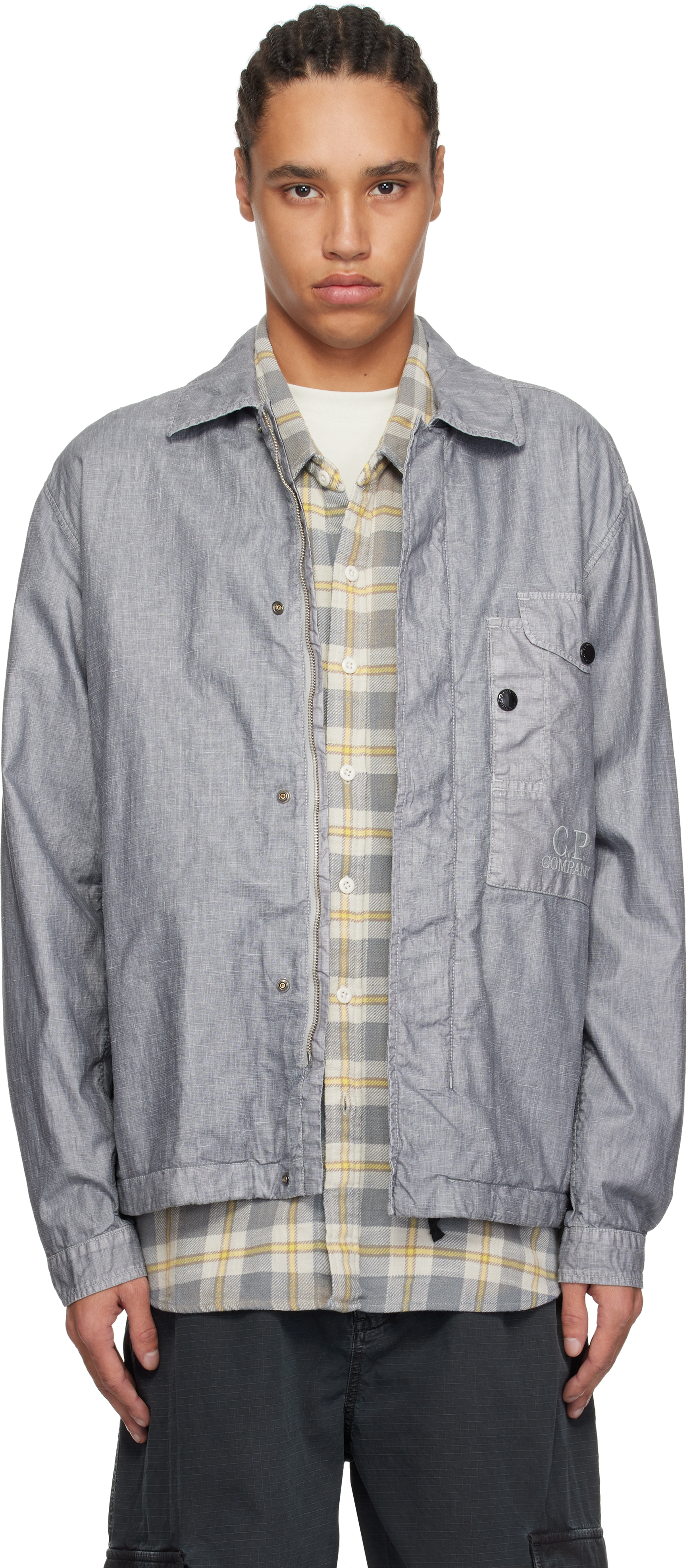 C. P. Company Gray Lino Wax Overshirt