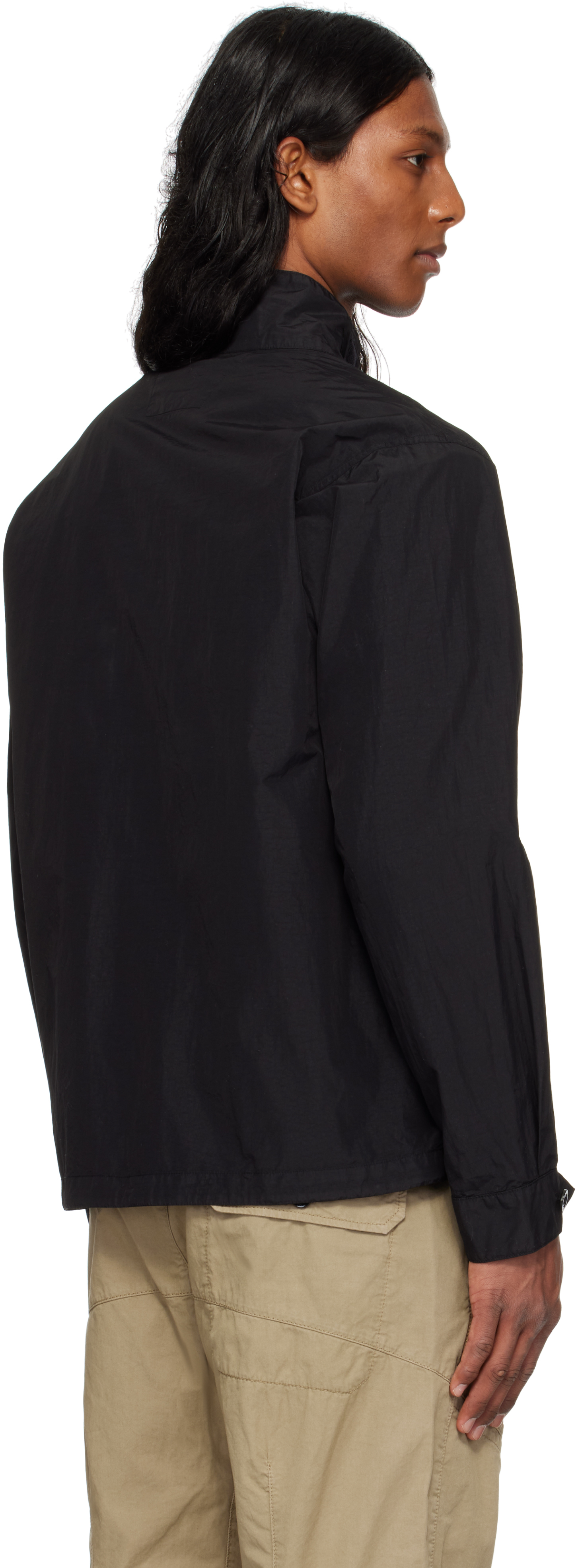 C.p. Company Black Flatt Nylon Lens Overshirt In 999 Black