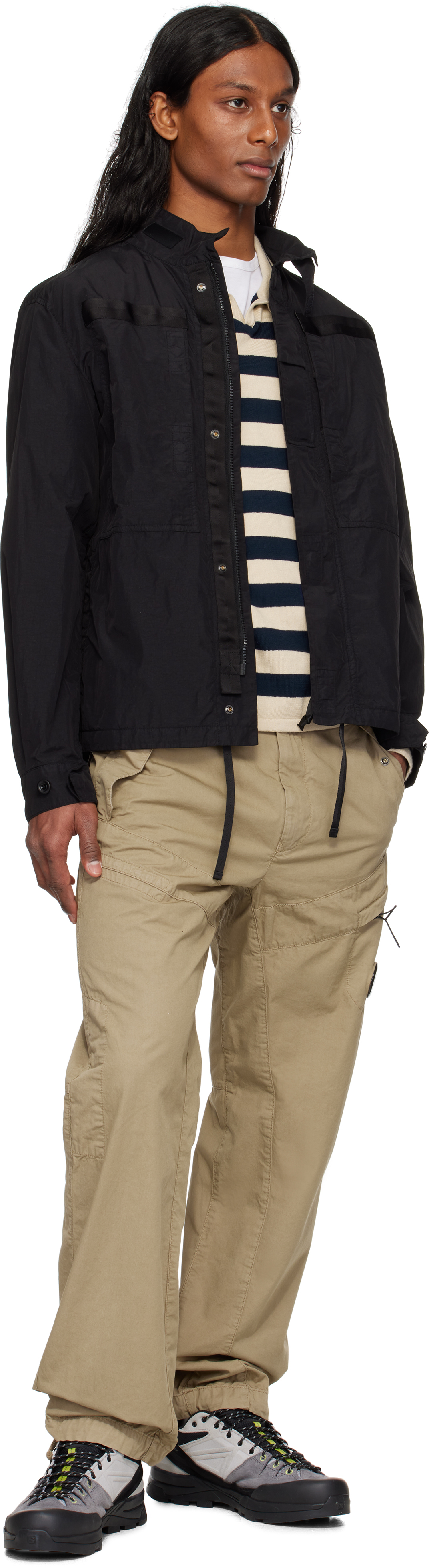 C.p. Company Black Flatt Nylon Lens Overshirt In 999 Black