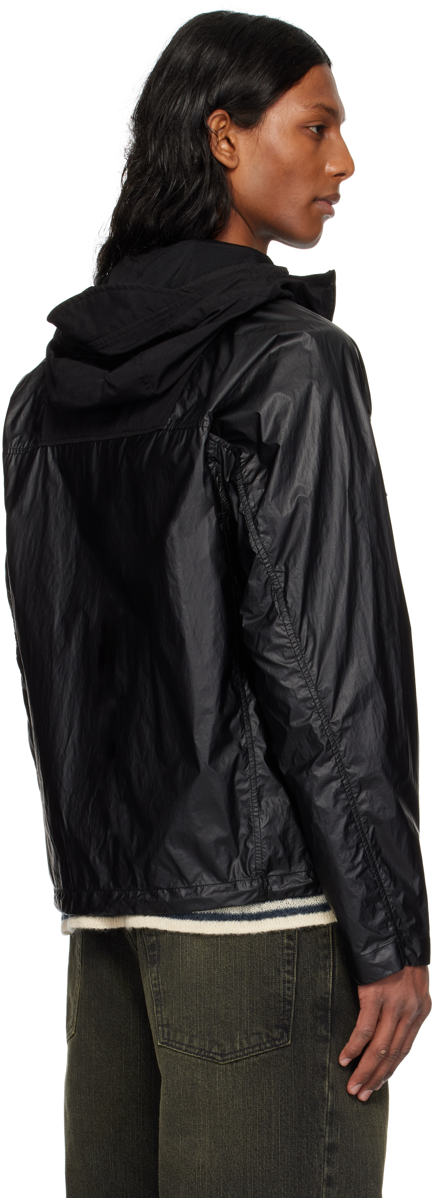 C.p. Company Black Cs Ii Mixed Hooded Lens Jacket In 999 Black