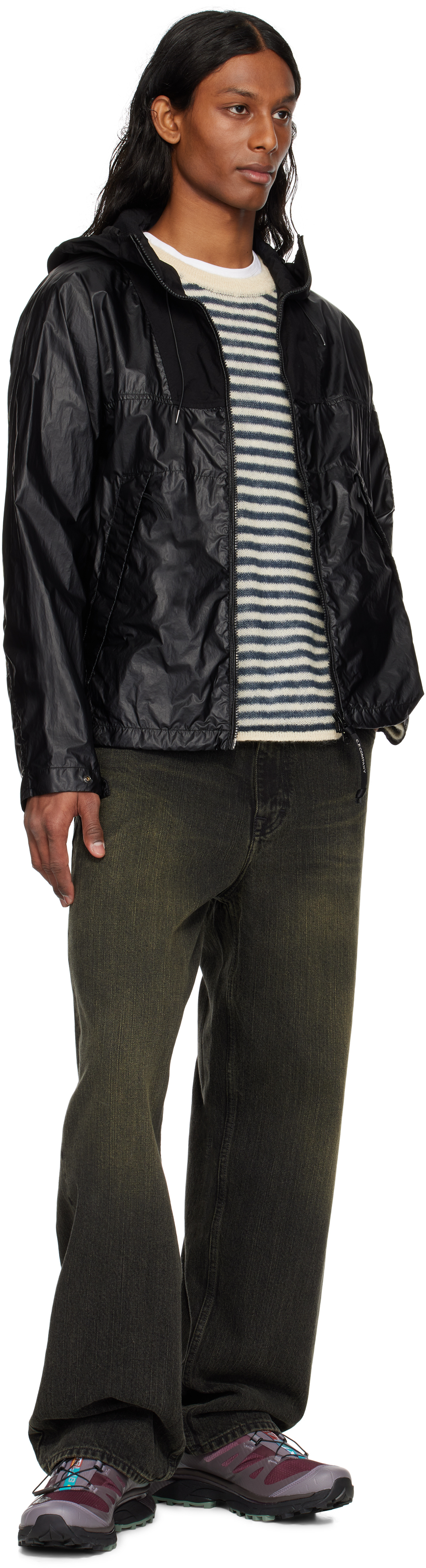 C.p. Company Black Cs Ii Mixed Hooded Lens Jacket In 999 Black