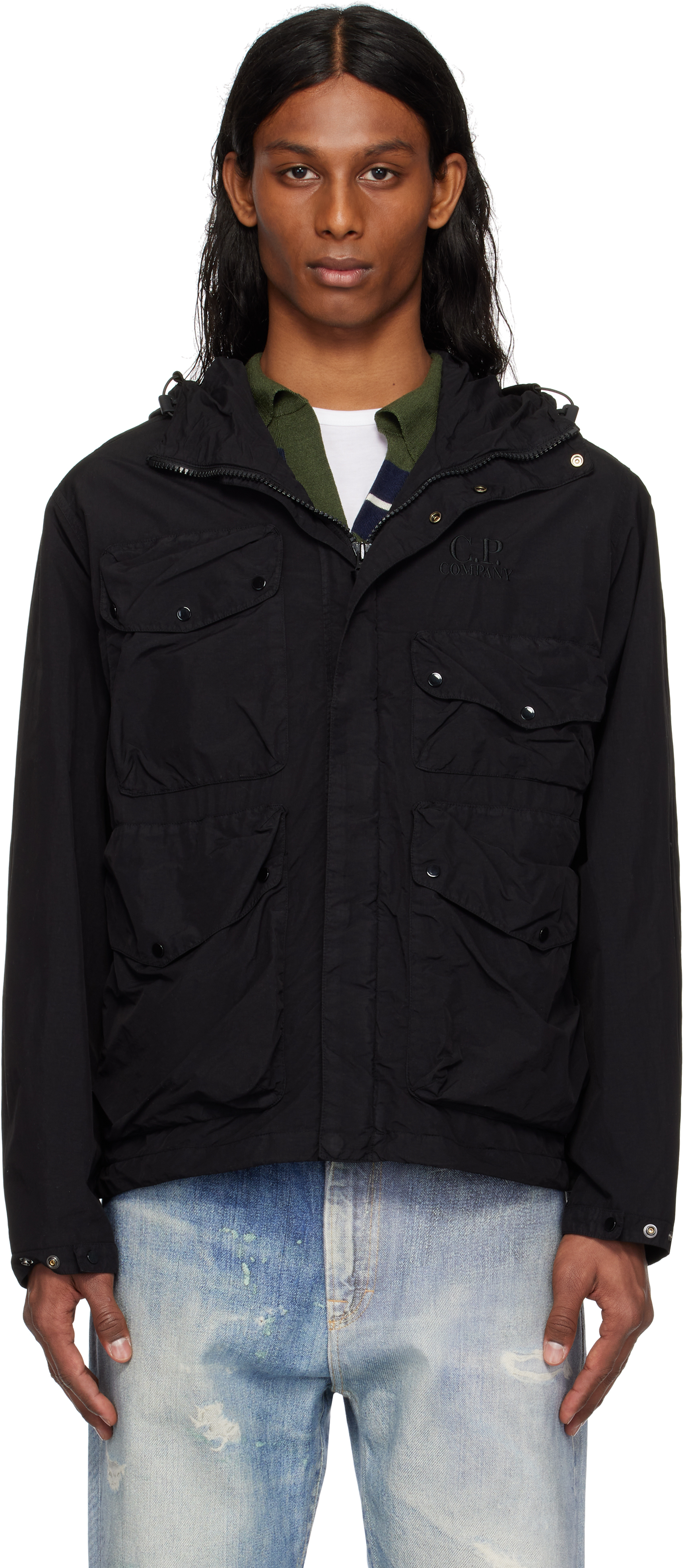 C.p. Company Streamlined Neutrals Outerwear Jacket In 999 Black
