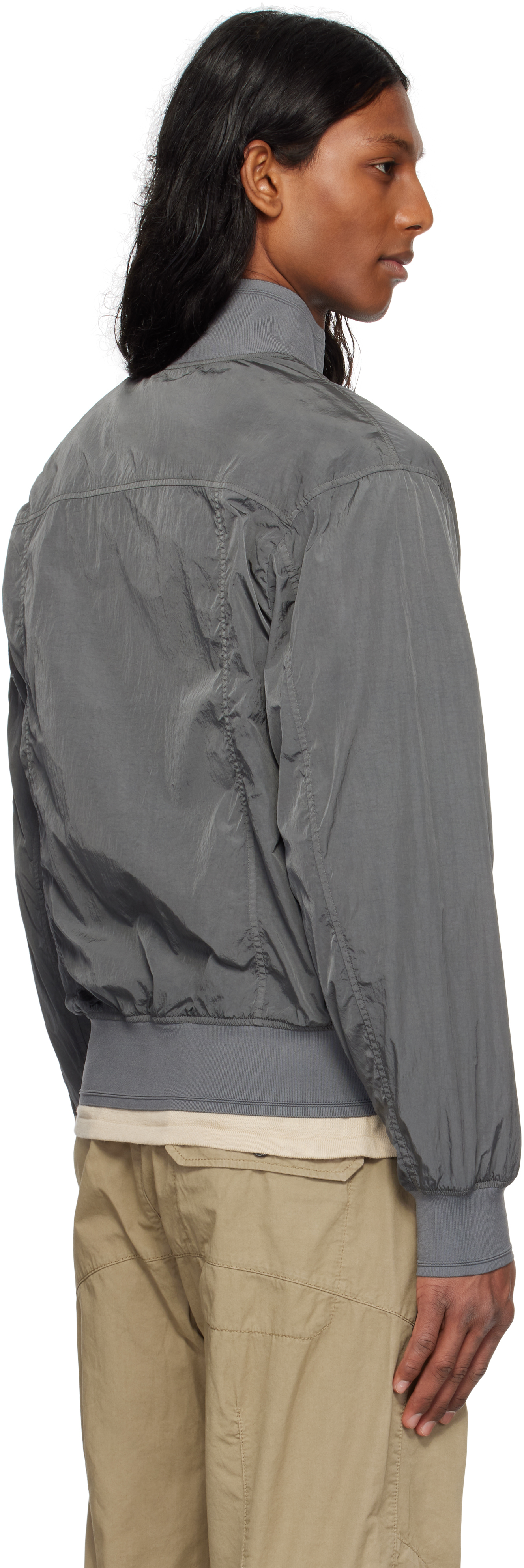C.p. Company Gray Chrome-r Full Button Jacket In 935 Smoked Pearl