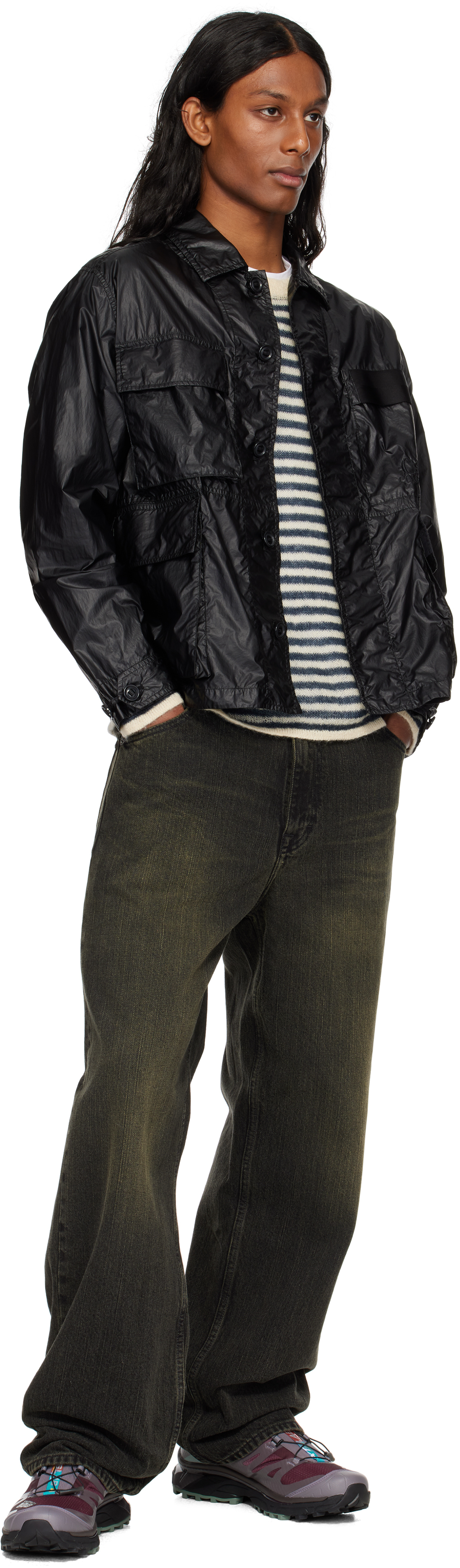 C.p. Company Relaxed Fit Black Shirt Jacket In 999 Black