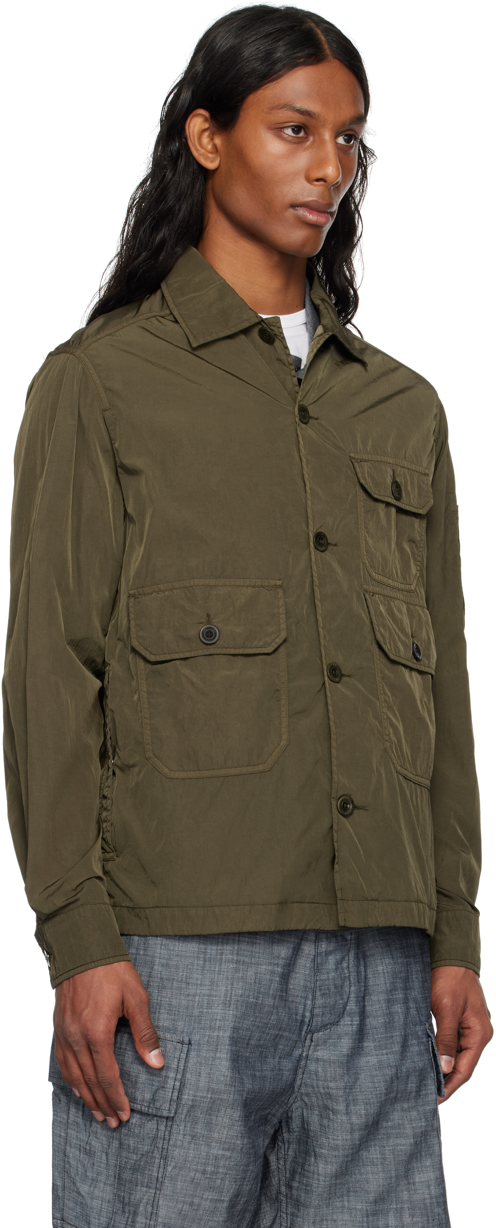 C.p. Company Khaki Chrome-r Full Button Overshirt In 683 Ivy Green