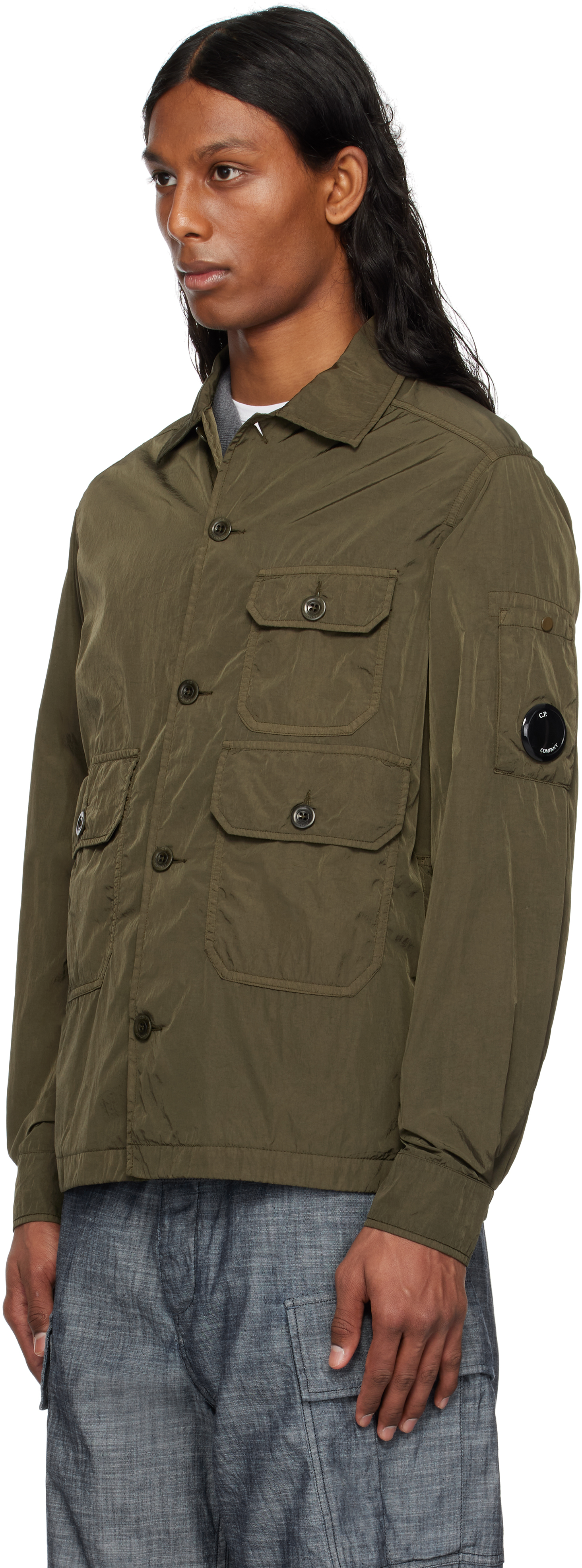 C.p. Company Khaki Chrome-r Full Button Overshirt In 683 Ivy Green