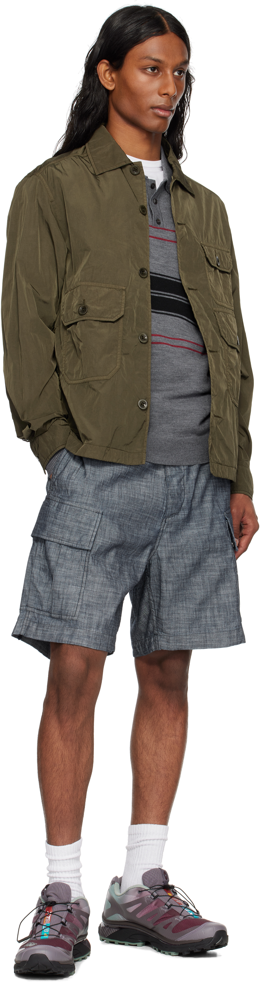 C.p. Company Khaki Chrome-r Full Button Overshirt In 683 Ivy Green