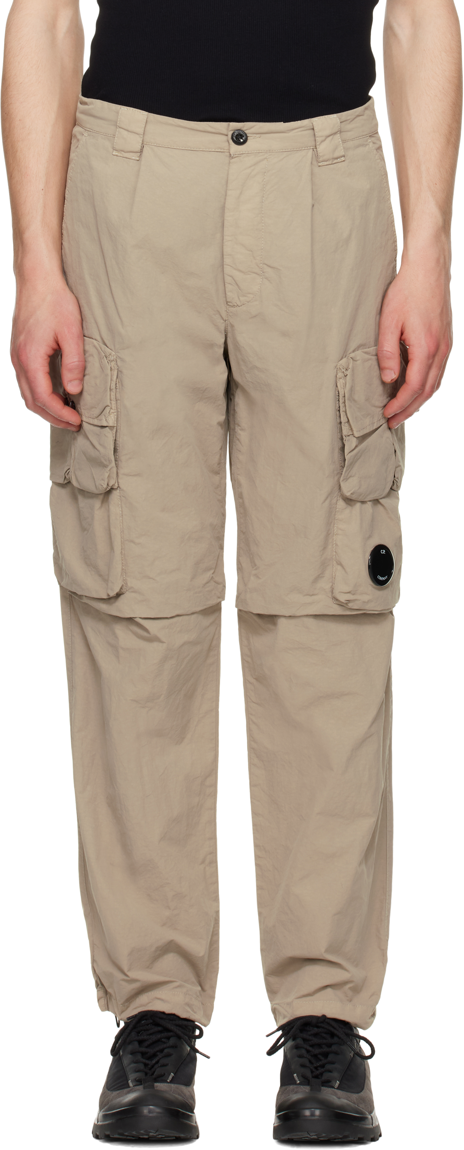 C. P. Company Black Flatt Nylon Cargo Pants