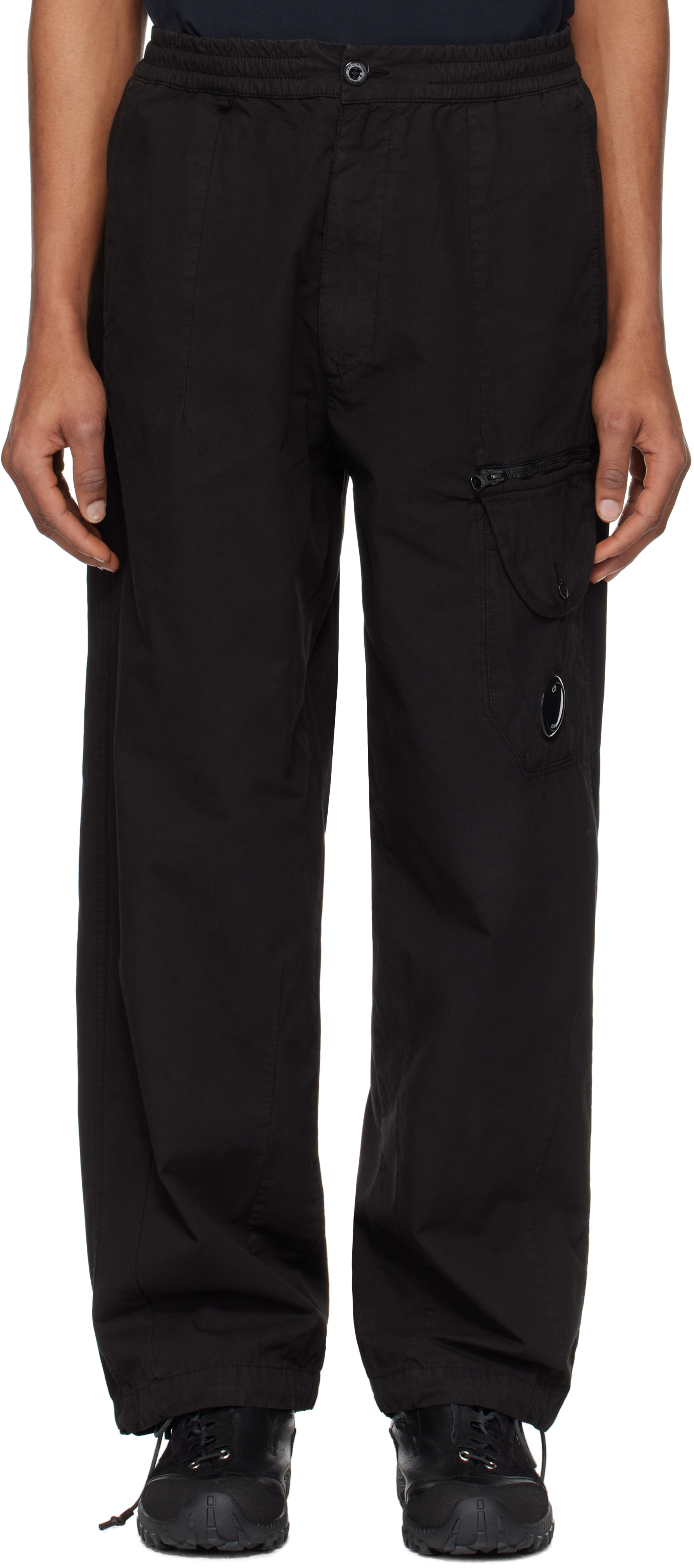 C. P. Company Black Microreps Boxy Lens Cargo Pants