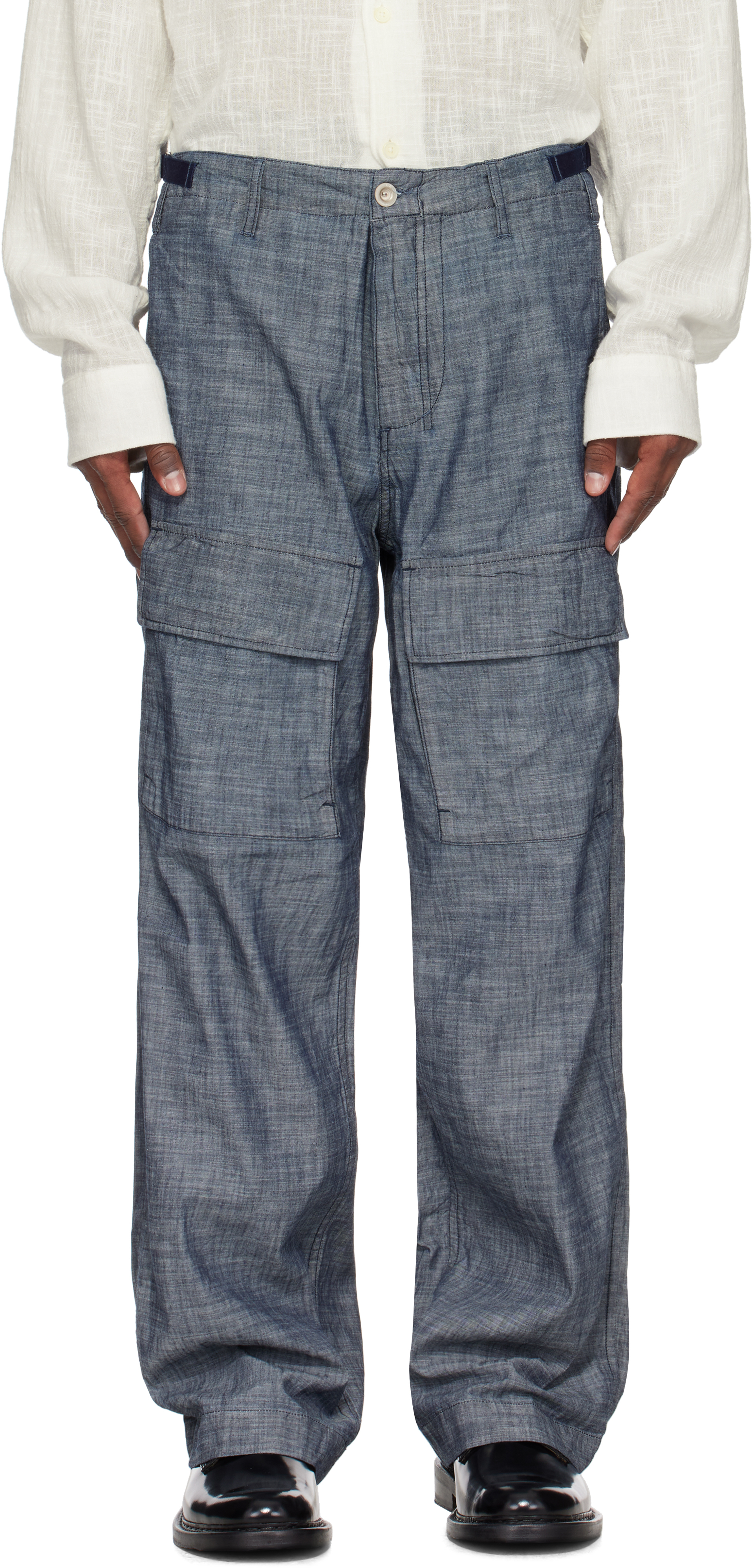 C. P. Company Blue Chambray Loose Cargo Pants