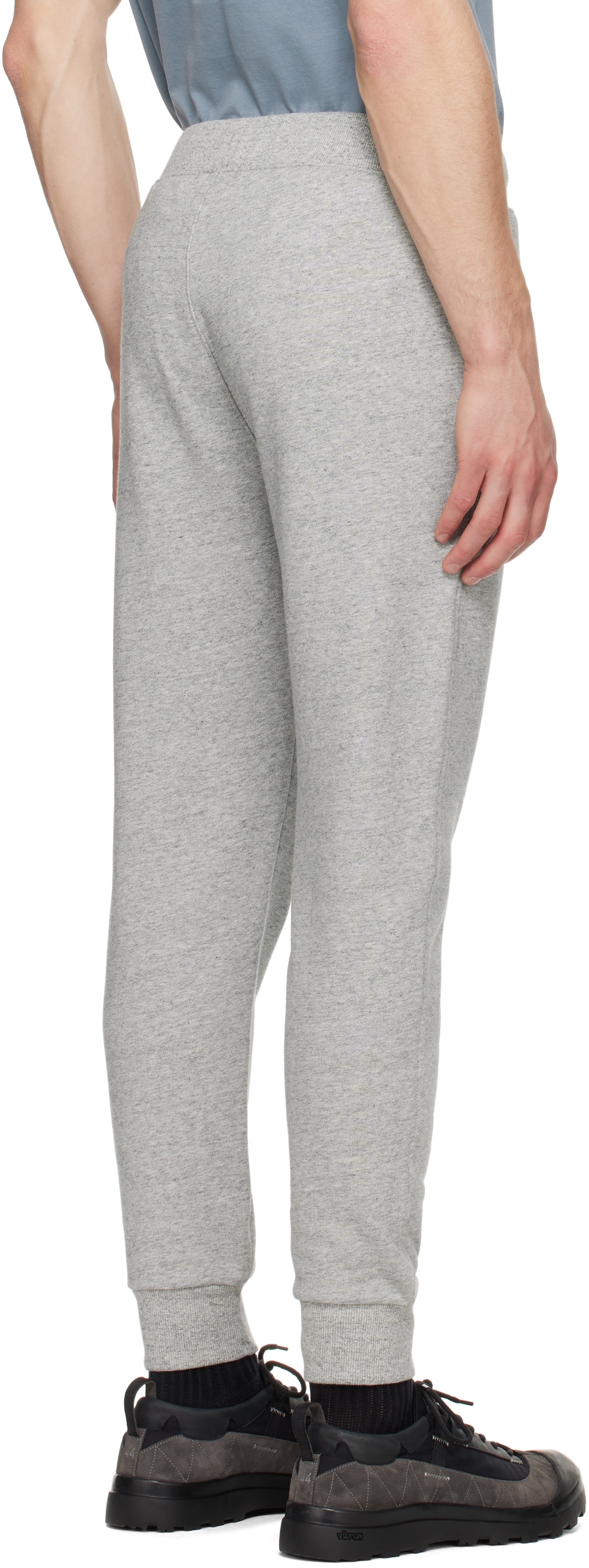 C.p. Company Gray Diagonal Raised Fleece Lens Sweatpants In M93 Grey Melange