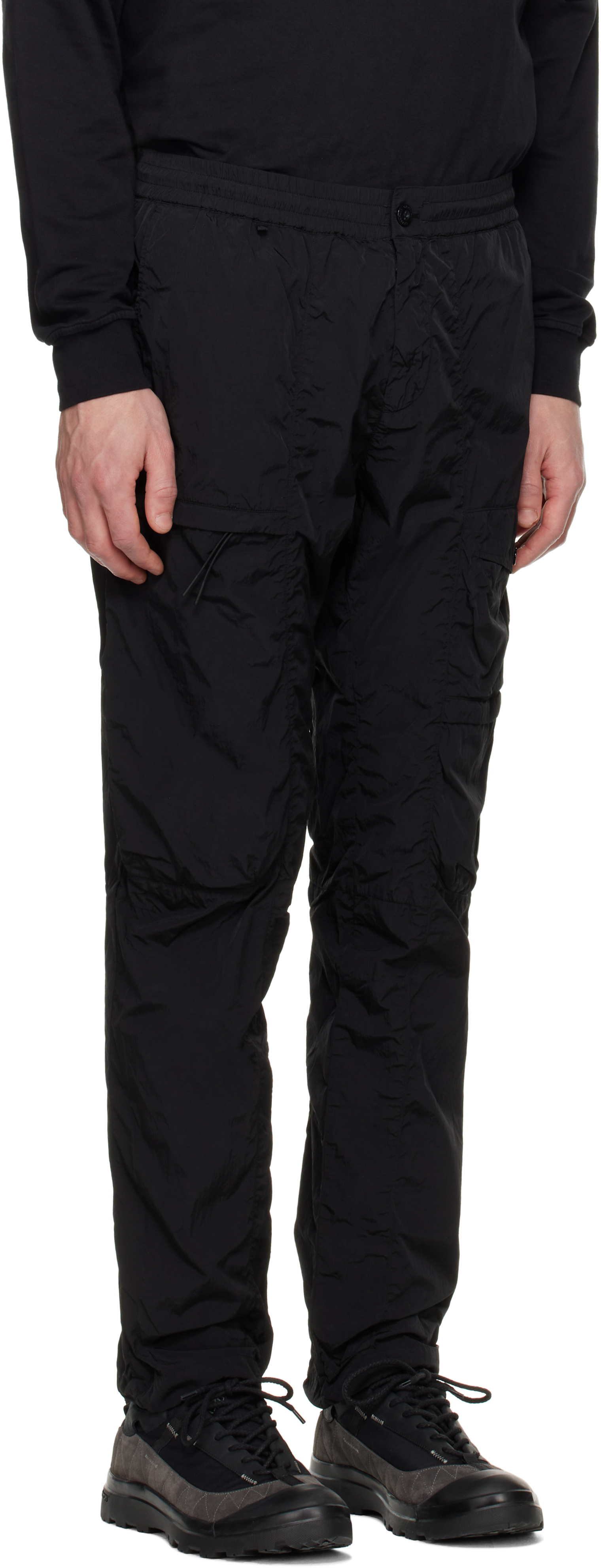 C.p. Company Black Chrome-r Lens Cargo Pants In 999 Black