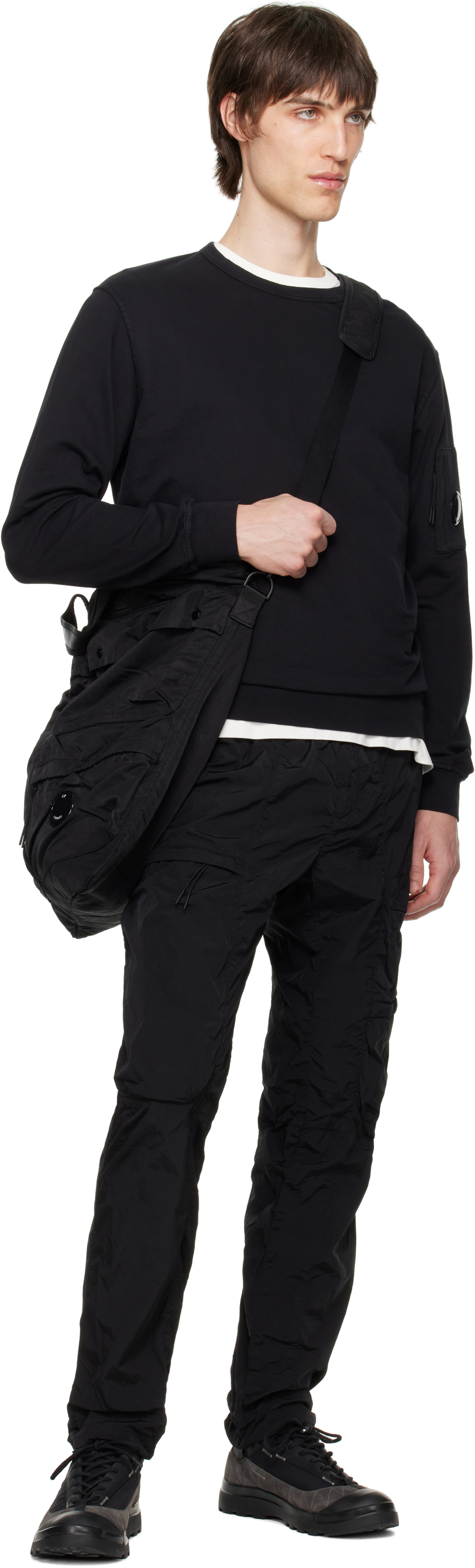 C.p. Company Black Chrome-r Lens Cargo Pants In 999 Black