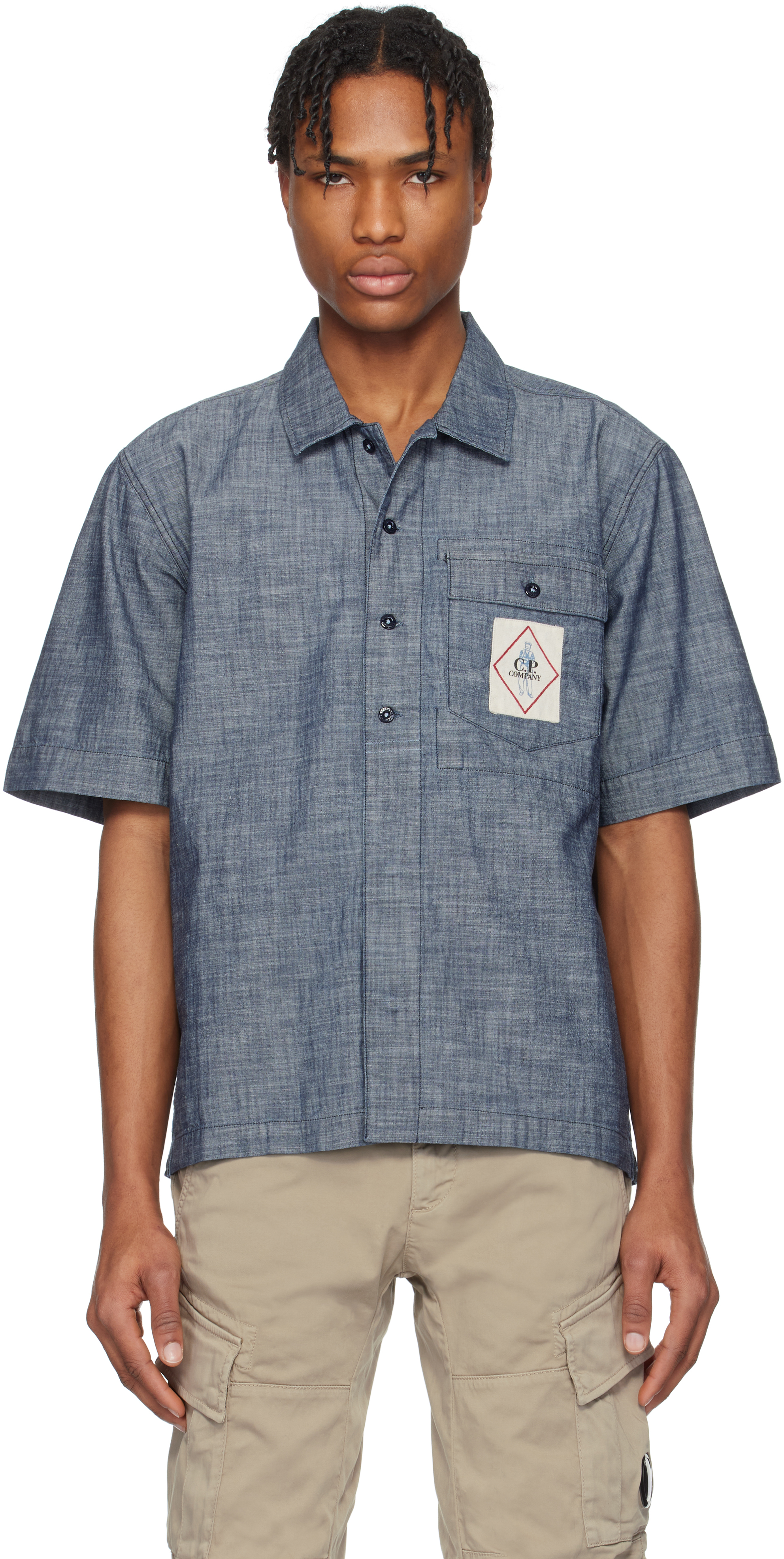 C. P. Company Blue Chambray Short Sleeve Shirt