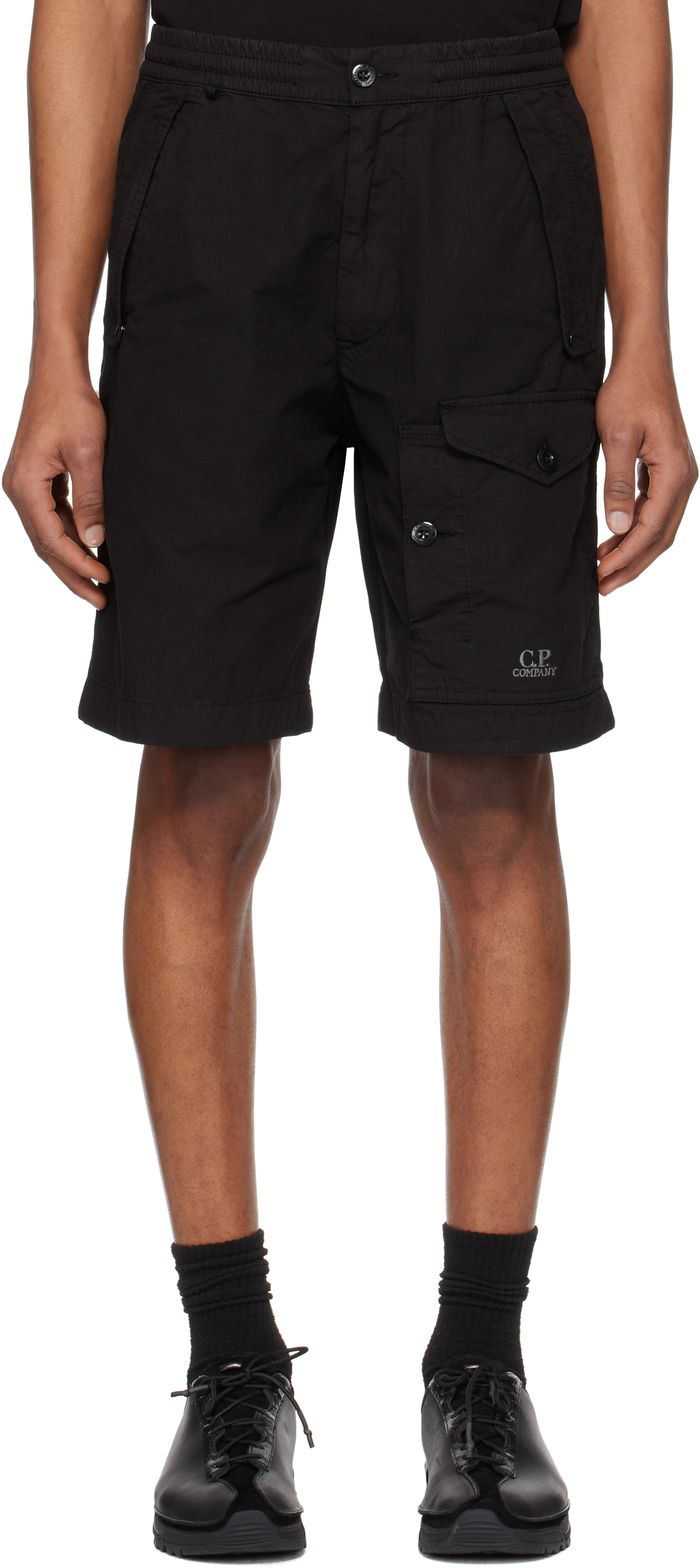 C. P. Company Black Microreps Cargo Shorts