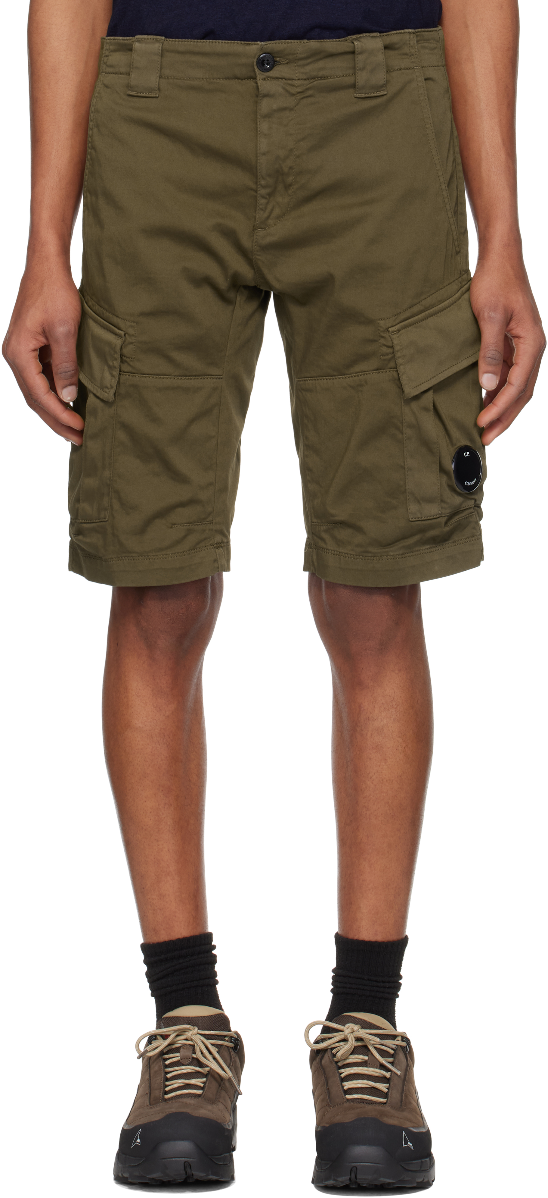 C. P. Company Beige Stretch Sateen Cargo Shorts