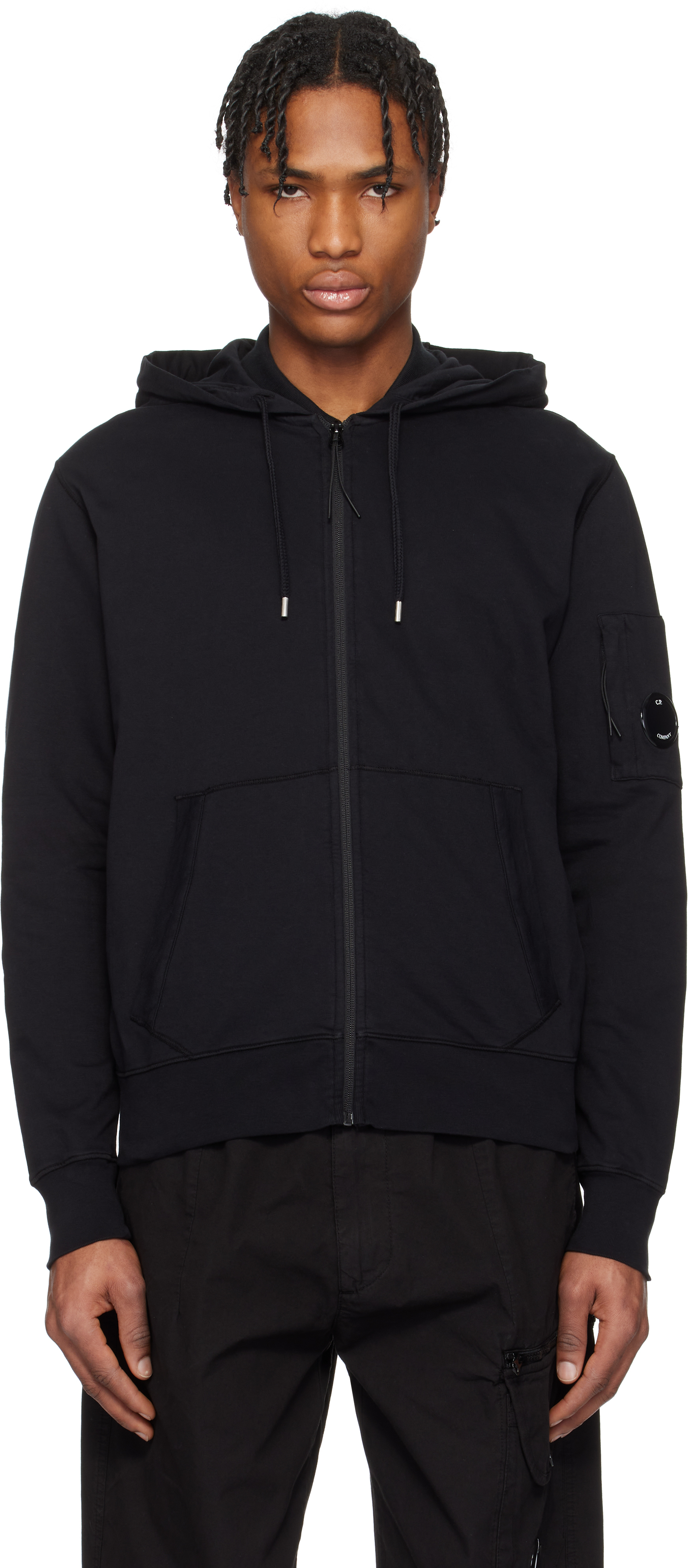 C. P. Company Black Light Fleece Full Zip Hoodie