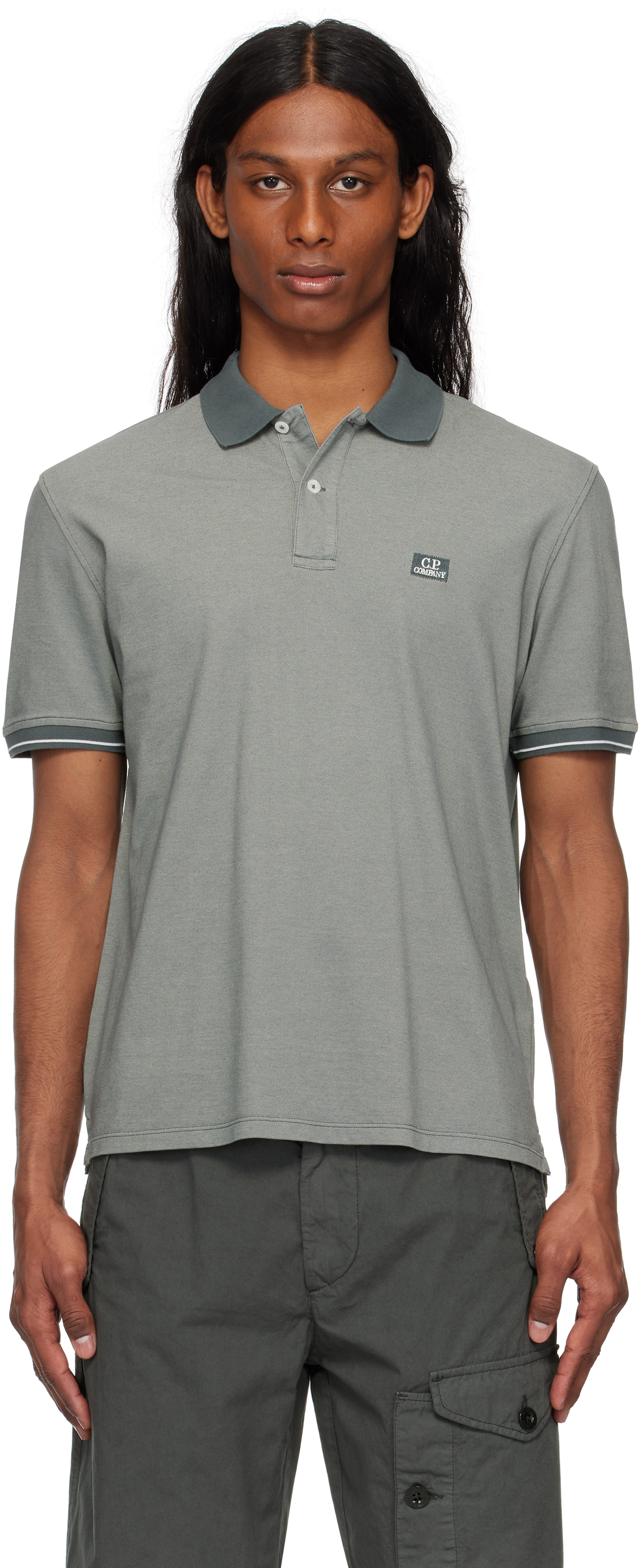 Gray Tacting Piquet Polo by C.P. Company on Sale